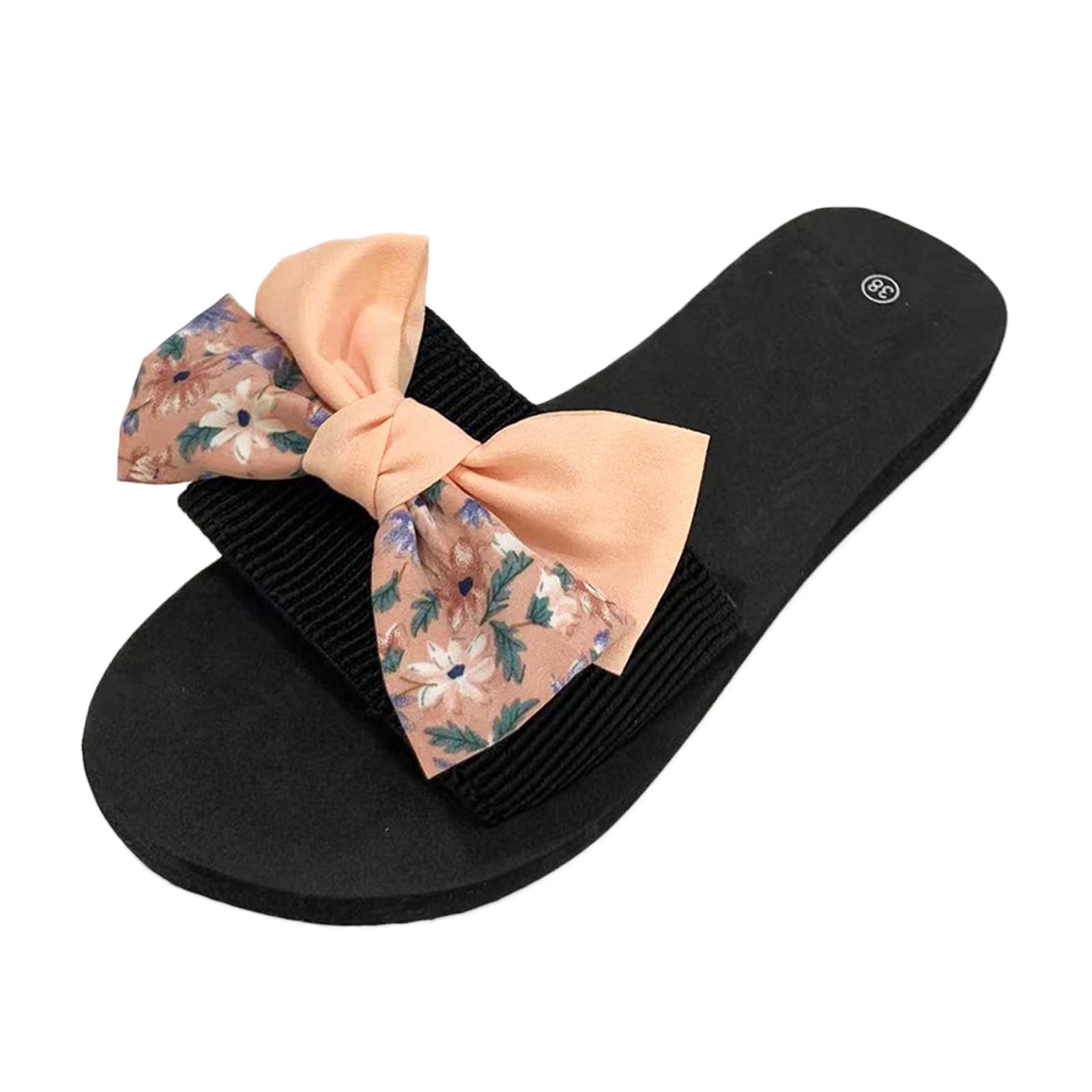 Women's Summer Bohemian Bow Slippers - Closed Toe Casual Sandals for Ladies | Comfortable House Shoes, Beach Wear & Indoor Outdoor Use