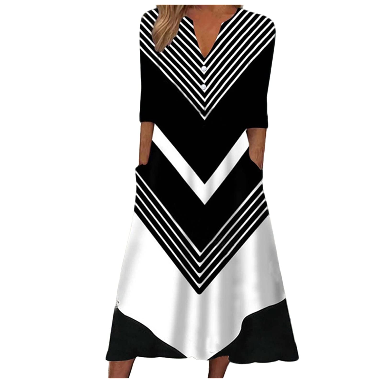 Floral Printed Button Down Long Dress for Women 2025 - V Neck Half Sleeve Beach Dress with Pockets | Summer Vacation, Outdoor Date, Casual Wear & Boho Style Outfits