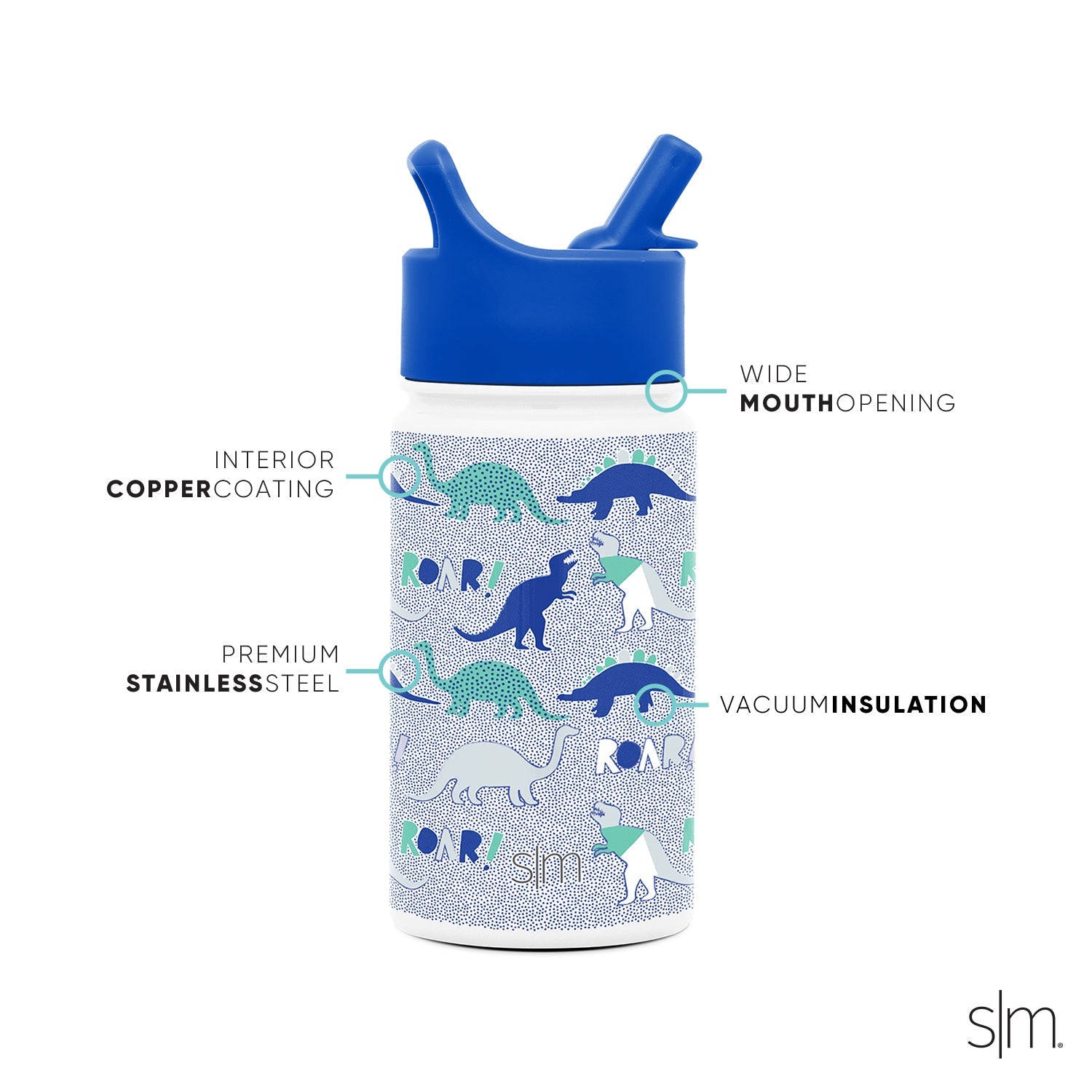 Summit Kids Water Bottle with Straw Lid - BPA Free Leak Proof Insulated Stainless Steel Bottle for School, Sports & Outdoor Activities