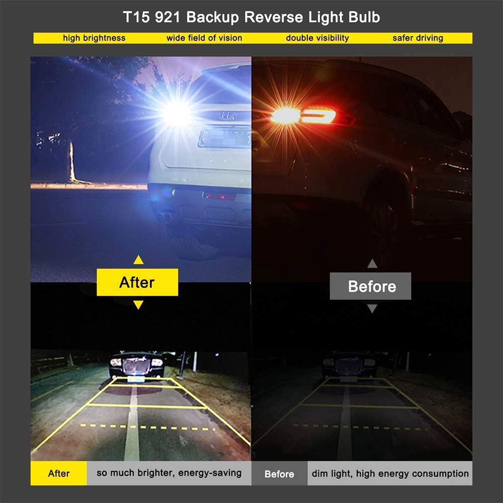 BlyilyB 4-Pack Nonpolarity T15 912 921 906 W16W LED Bulbs - High Power 2835 SMD 6000K 1800 Lumens Super Bright Error-Free - Perfect for Backup Reverse Lights & 3rd Brake Lights in Cars, Trucks, SUVs