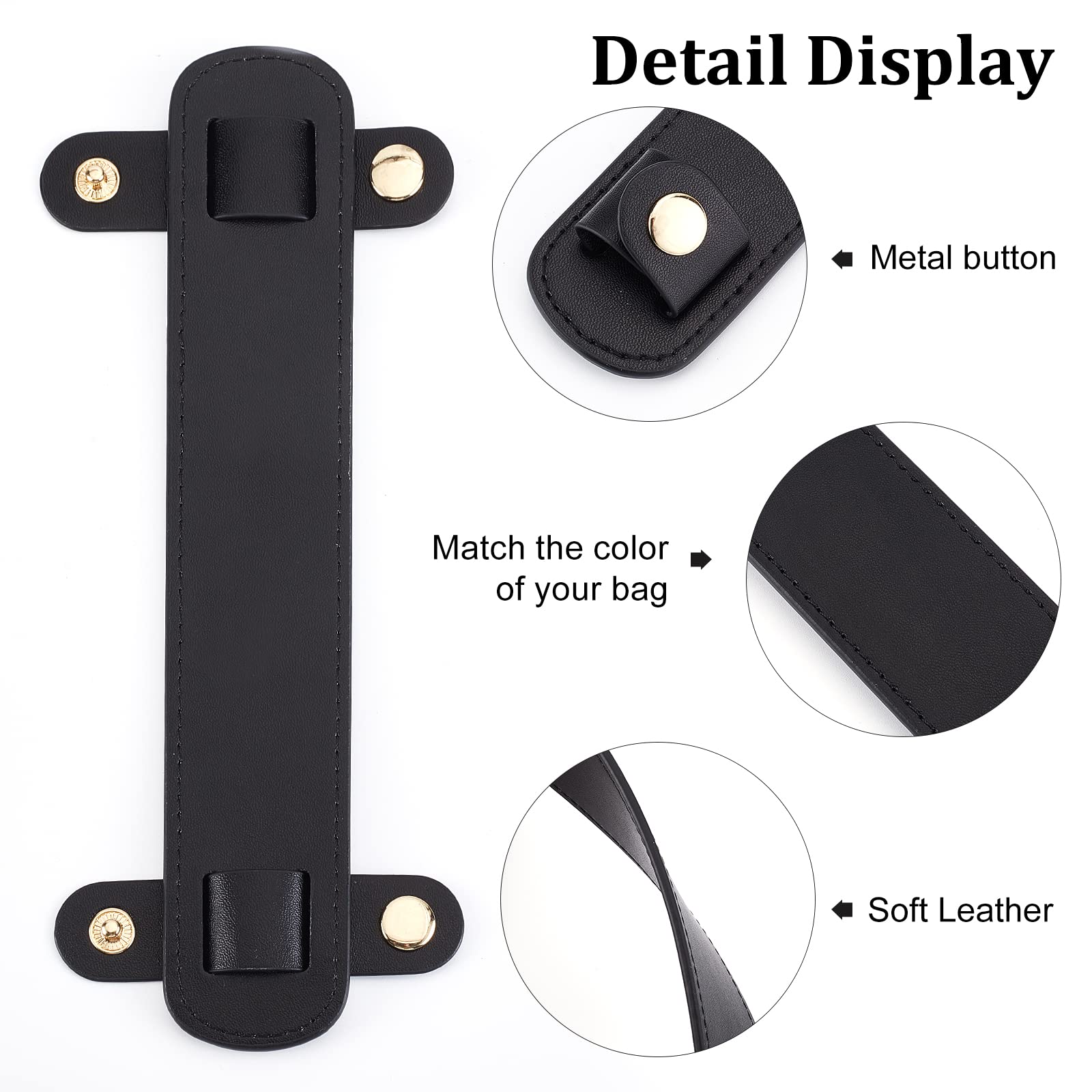 OLYCRAFT 3-Color Genuine Cowhide Leather Shoulder Strap Pad - Comfortable Handle Wrap with Secure Iron Snap Button - Perfect for Laptop Bags, Briefcases & Travel Luggage Accessories