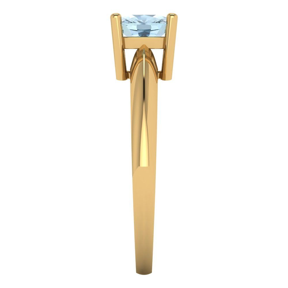0.95ct Natural Light Sea Blue Aquamarine Cushion Cut Solitaire Ring in 14K Yellow Gold for Women - Classic 4-Prong Statement Jewelry for Engagement, Anniversary & Special Occasions