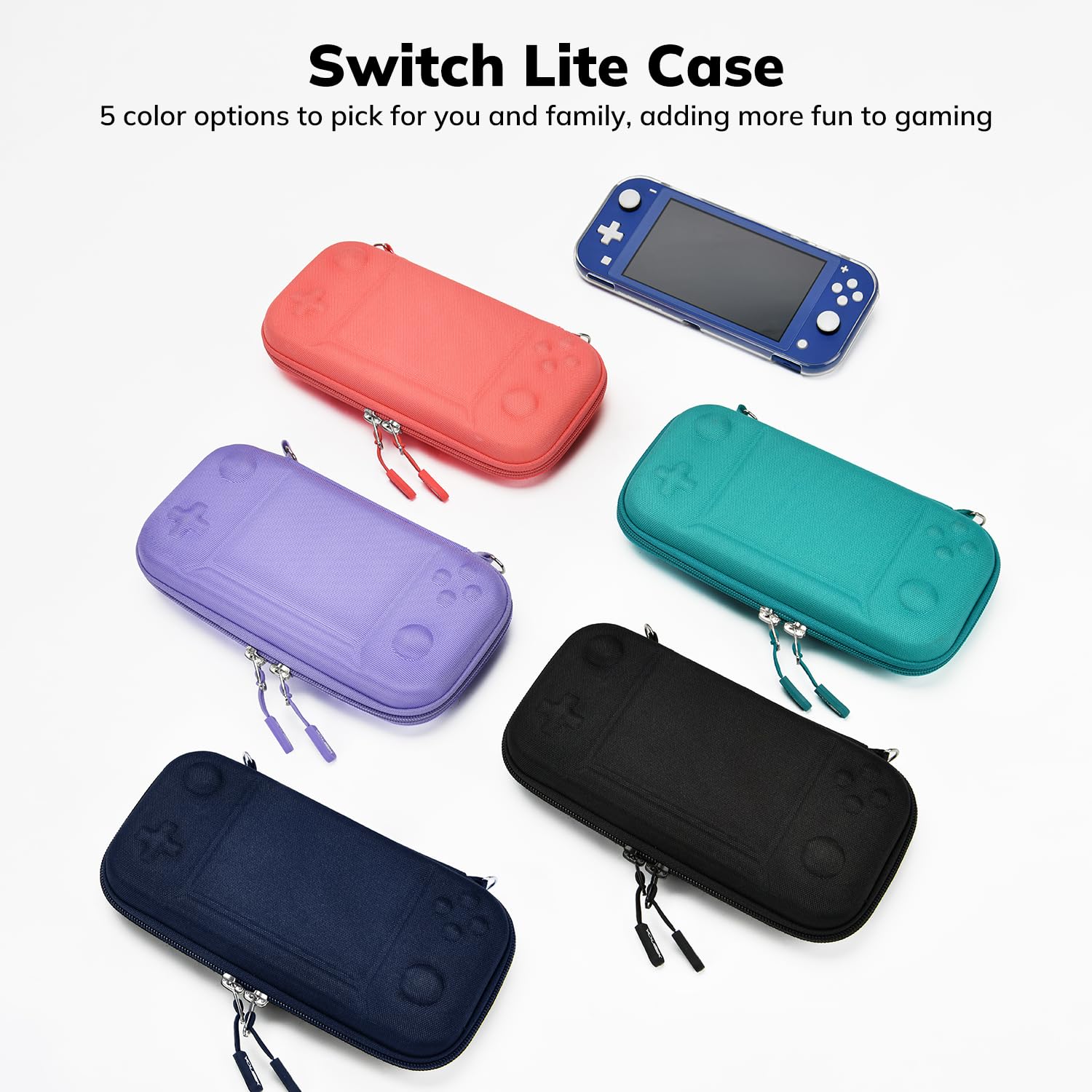 Younik Switch Lite Case - 14-in-1 Accessories Kit with Protective Cover, Game Card Holder, Screen Protectors & Thumb Grips | Portable Carrying Case for Nintendo Switch Lite | Perfect for Travel, Gaming On-The-Go & Storage (Black)