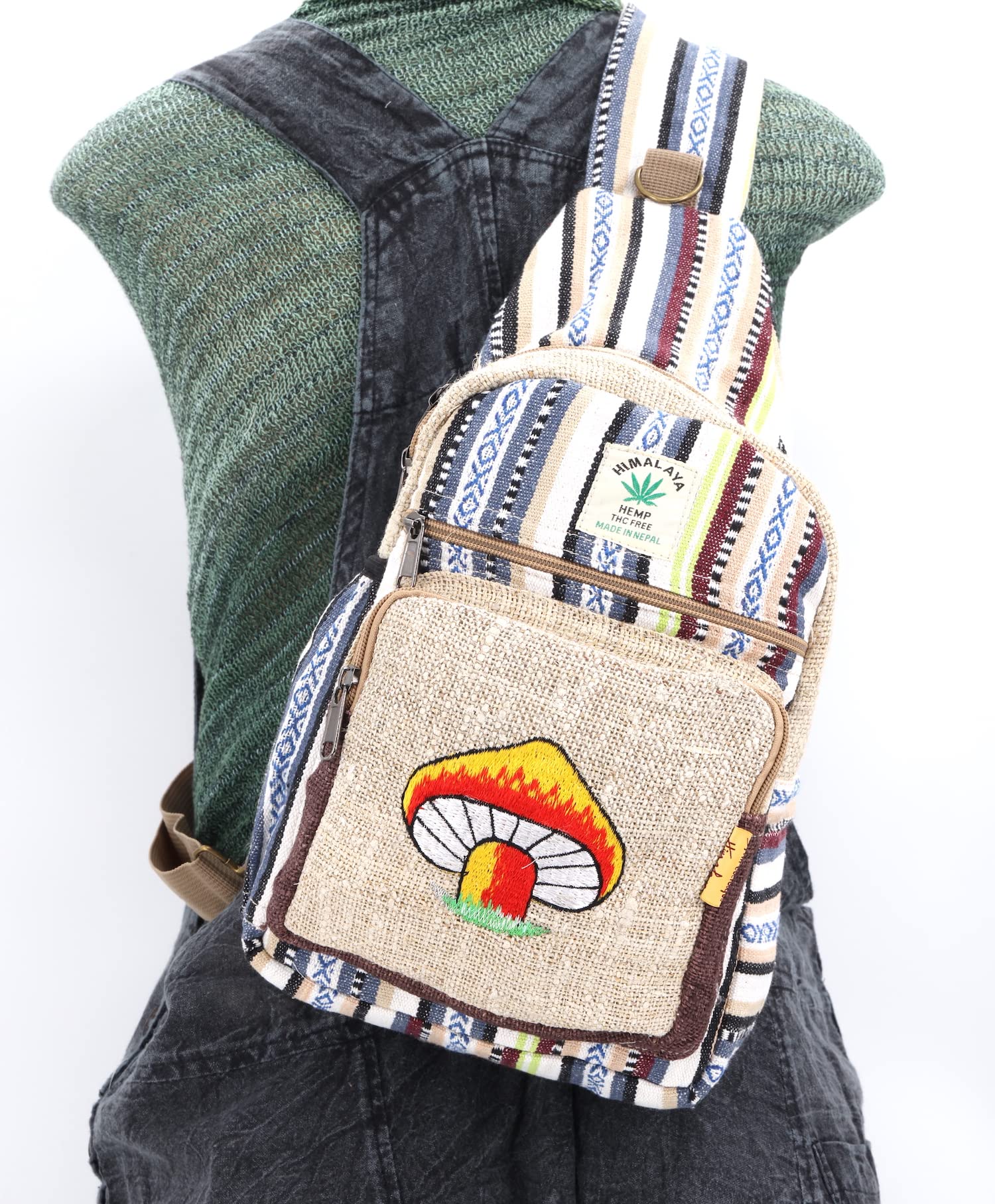 Eco-Friendly Hemp Sling Backpack - Handmade Fair Trade Hippie Festival & Hiking Crossbody Bag | Perfect for Outdoor Adventures, Music Festivals & Travel Accessories