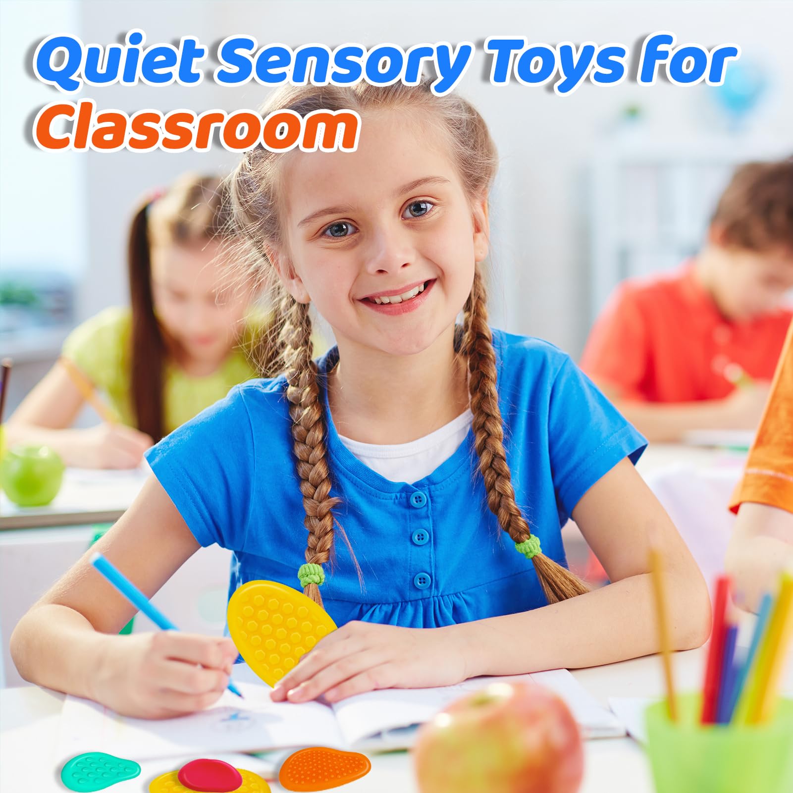 6 Pack Sensory Fidget Toys for Autism & Anxiety Relief - Soft Stress Stones for Kids, Adults, Students - Quiet Classroom Calming Tools for Special Needs, ADHD & Focus - Perfect for Home, Office & Travel Use