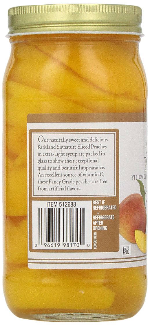 Kirkland Sliced Peaches in Light Syrup - 4 Pack (24 oz Each) | Canned Peaches for Baking, Smoothies & Healthy Snacks | Perfect for Desserts, Yogurt Toppings & Meal Prep