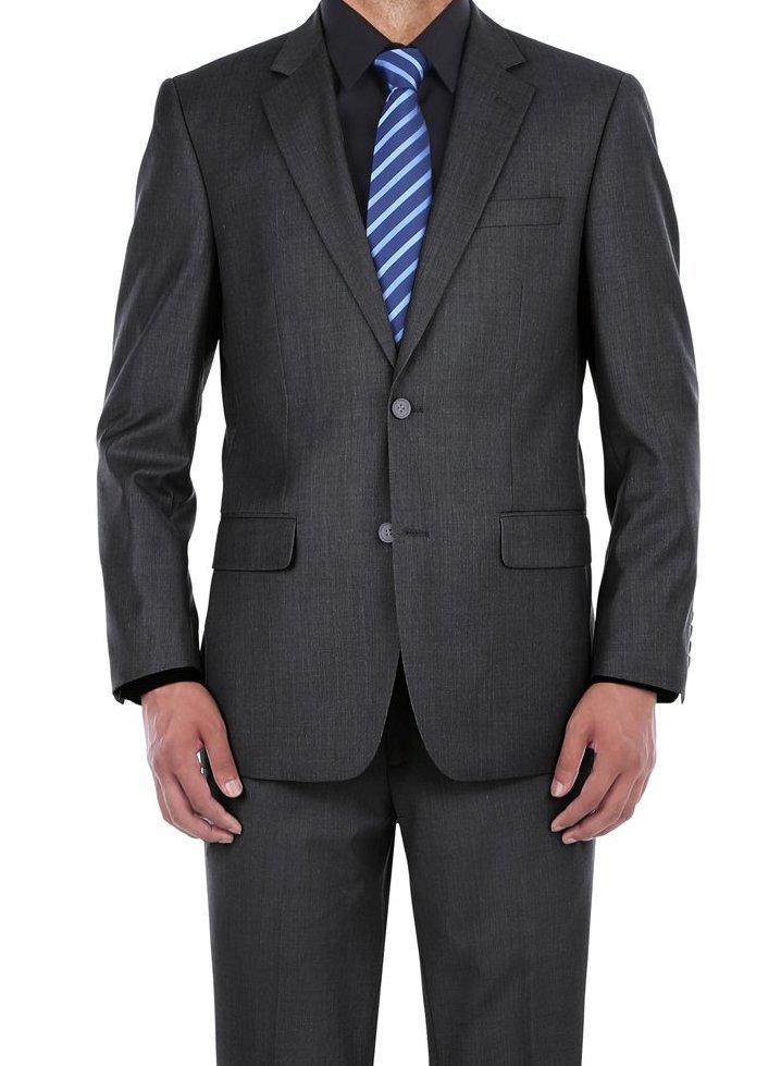 Classic 2 Button Charcoal Gray Men's Suit Set - Formal Business Attire for Office, Interviews & Special Occasions