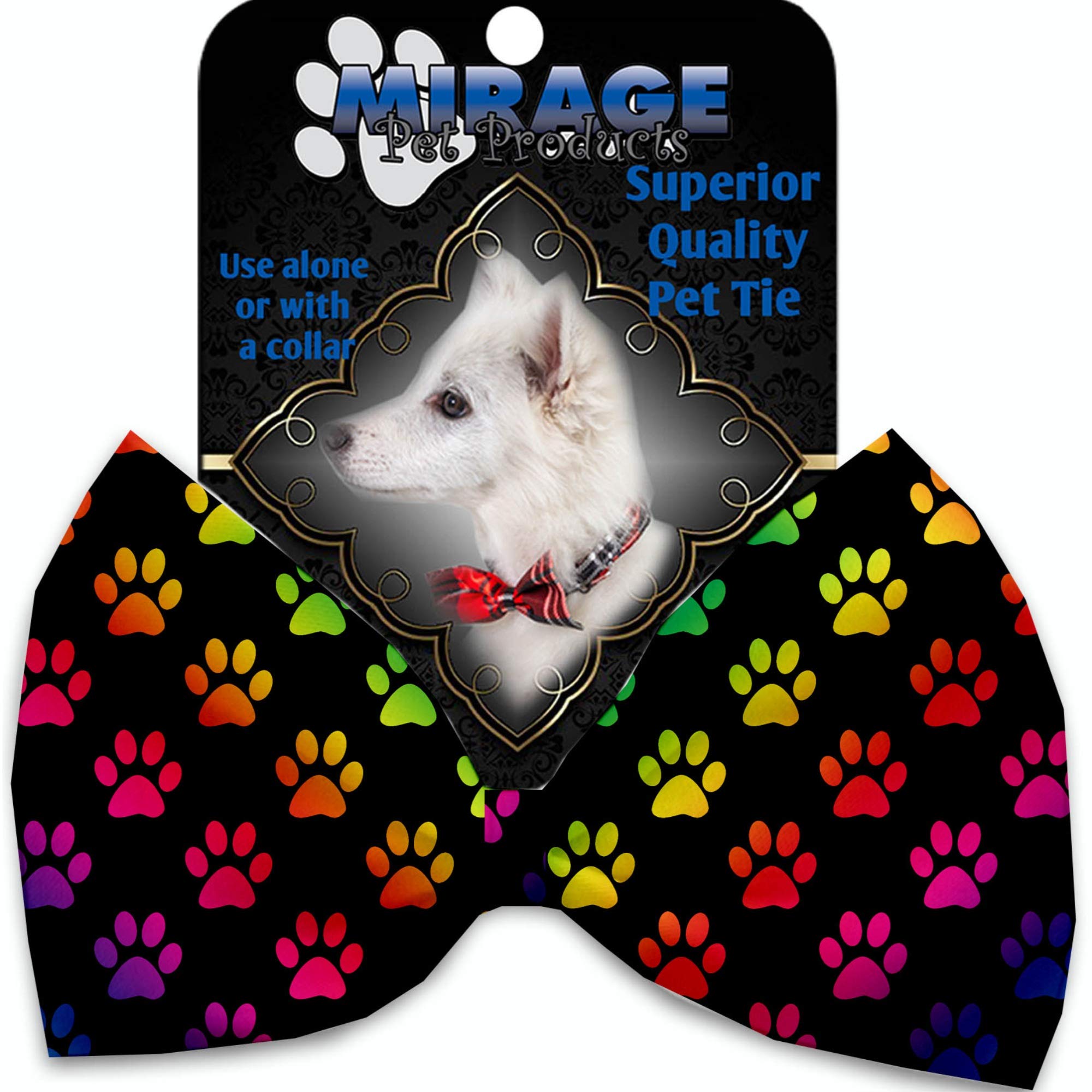 Rainbow Paws Pet Bow Tie Collar - Adjustable Velcro Dog & Cat Fashion Accessory for Parties, Weddings & Photo Shoots