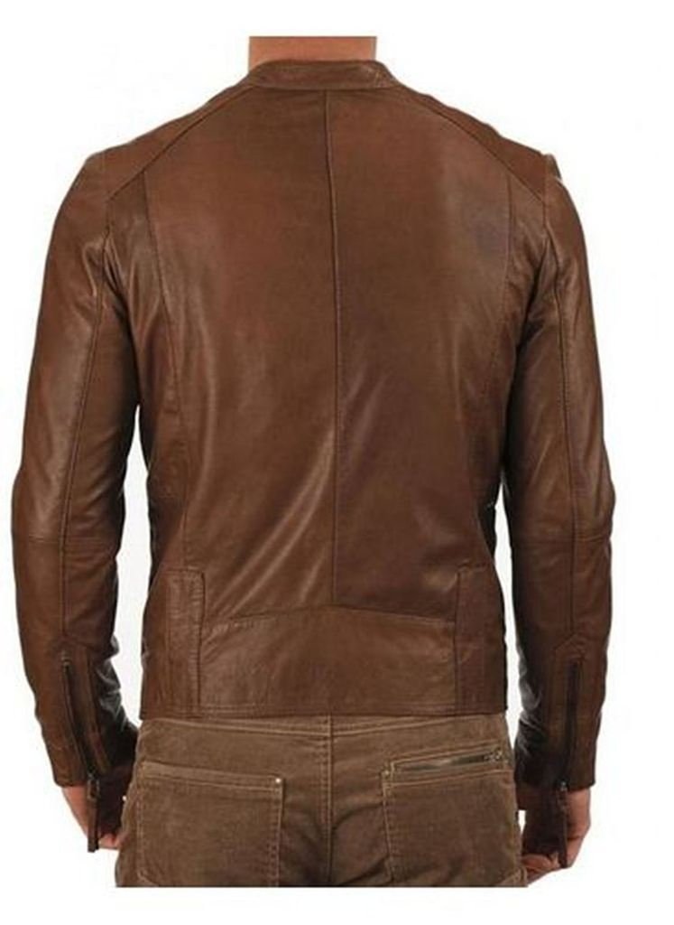 Premium Genuine Leather Biker Jacket for Men - Classic Brown Motorcycle Jacket - Stylish & Durable Outerwear for Riding, Casual Wear & Outdoor Adventures