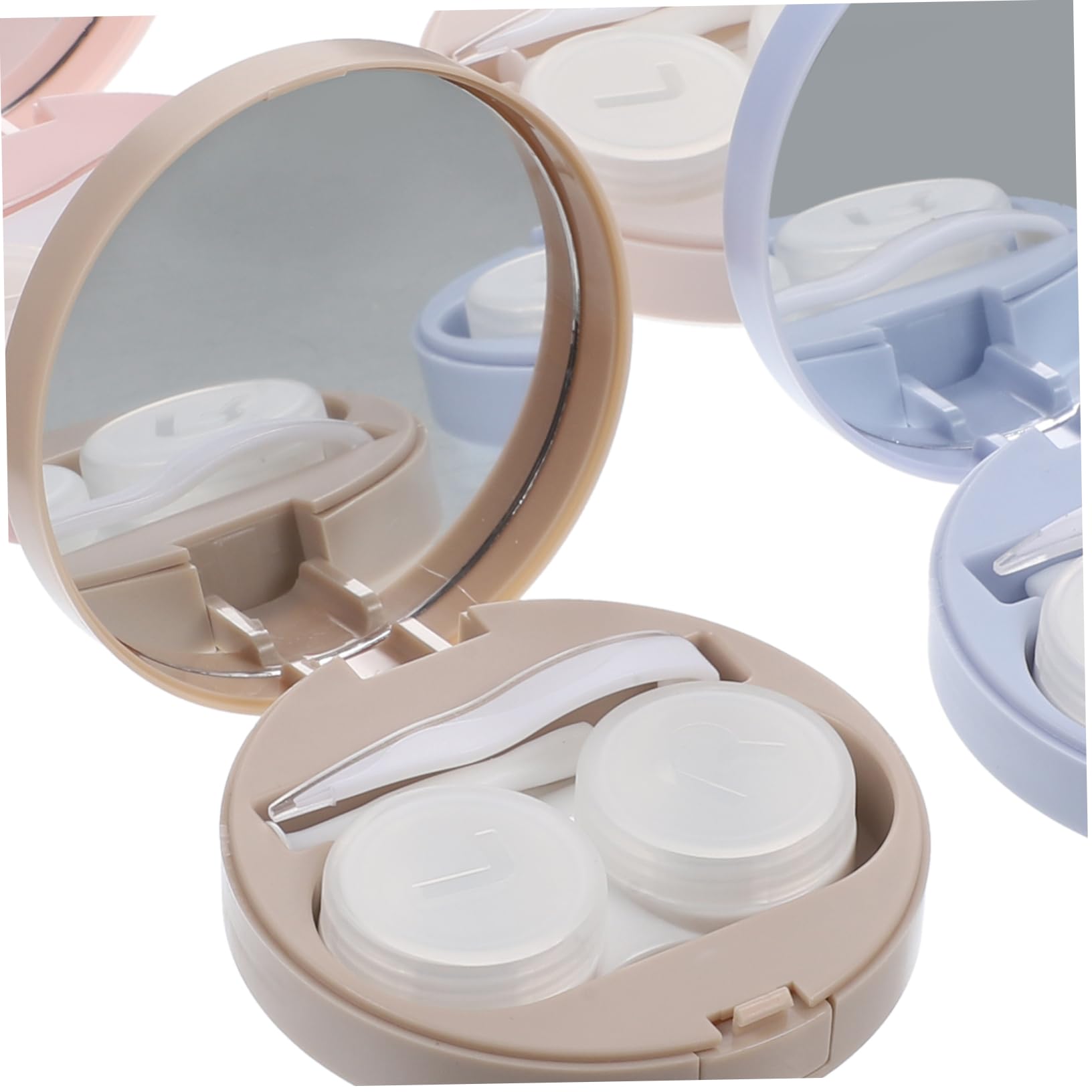 KOMBIUDA 4-Piece Square Contact Lens Organizer Case - Soaking Box for Compact Storage & Travel - Perfect for Daily Use, Travel, and On-the-Go Eye Care