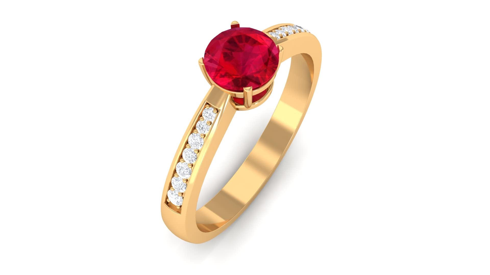 3/4 CT Created Ruby & Moissanite Engagement Ring in 14K Solid Gold - Solitaire or Side Stone Designs for Women, Wedding, Anniversary & Special Occasions