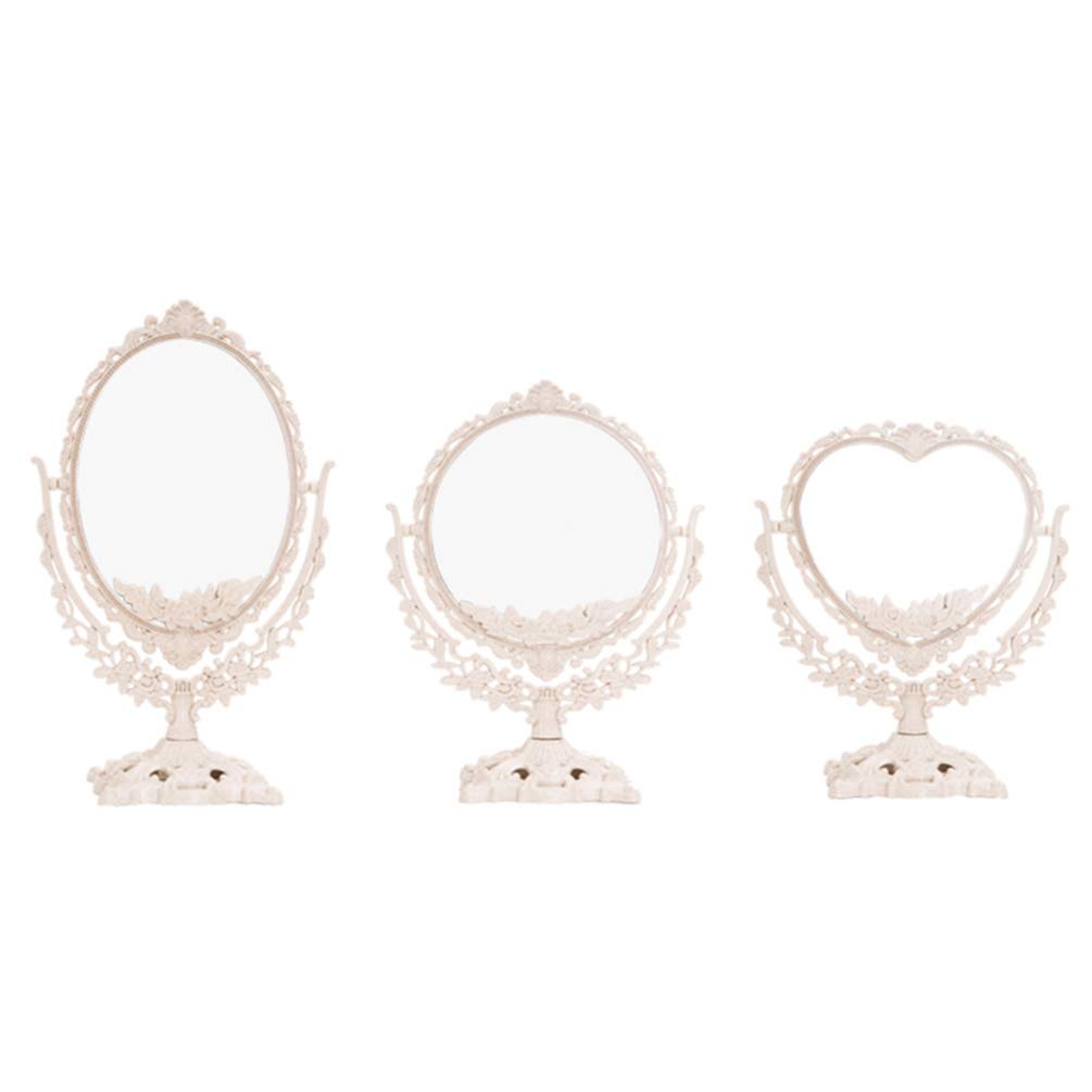 Vintage Oval Makeup Mirror - Double Sided Vanity Mirror with European Style Design, Oval Beige Cosmetic Mirror for Dressing Table, Desk & Bathroom (Perfect for Applying Makeup, Skincare & Hair Styling)