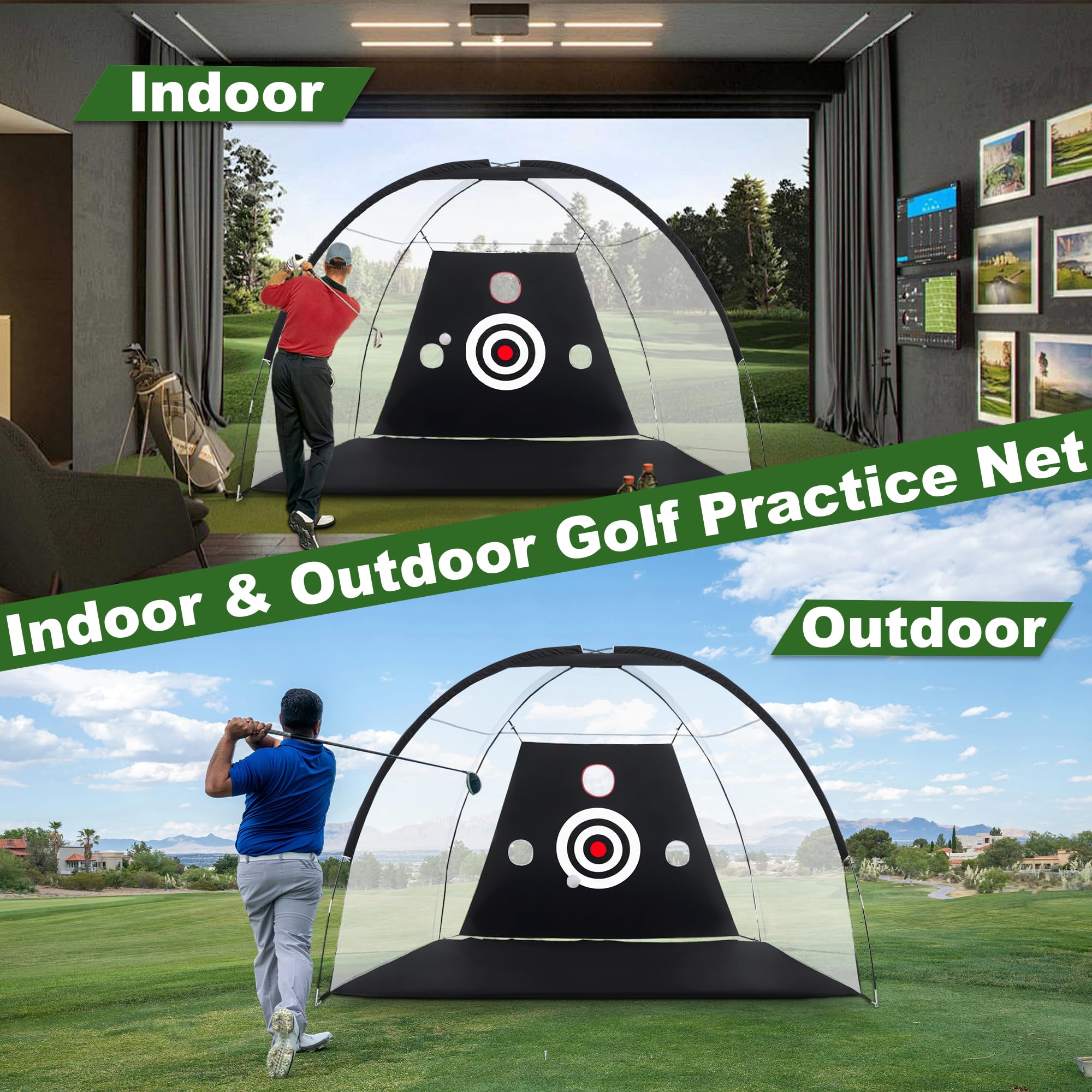 10x7ft Golf Practice Net for Backyard Driving & Chipping - Heavy Duty Golf Training Net with Swing Trainer - Perfect Golf Gift for Men & Women - Ideal for Home, Driving Range & Outdoor Practice
