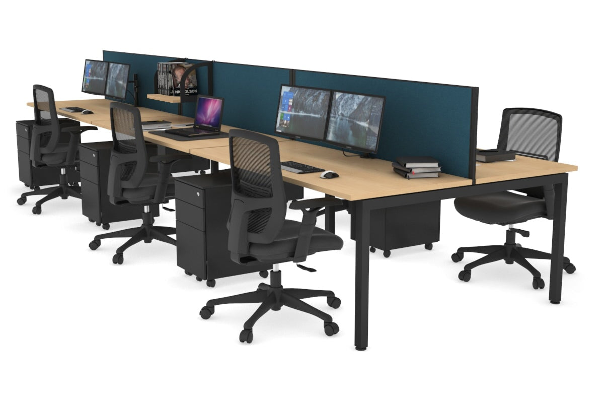 Quadro Square Legs 6-Person Office Workstation Desk [1600L x 700W] - Perfect for Team Collaboration & Open Office Spaces