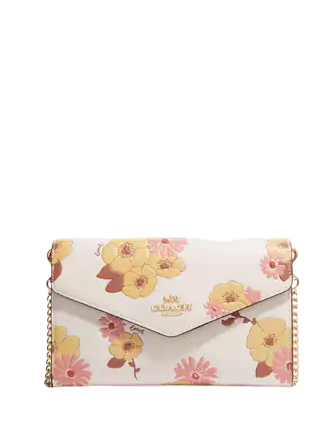 Coach Floral Print Envelope Clutch Crossbody Bag for Women | Stylish Shoulder Purse for Evening Parties, Date Nights & Special Occasions