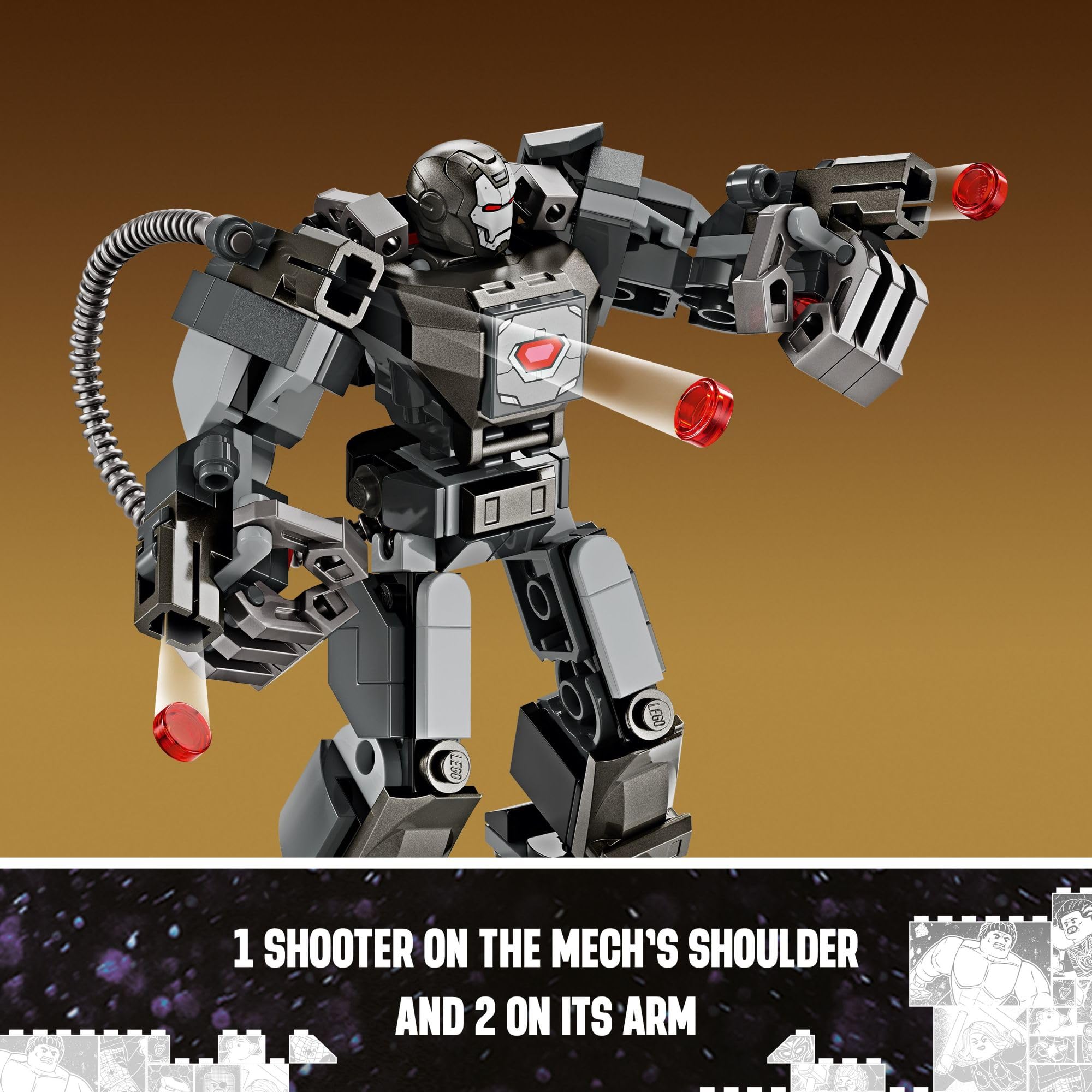 LEGO Marvel War Machine Mech Armor Building Set - 76277 | Buildable Action Figure Toy with 3 Stud Shooters | MCU Collectible for Kids Ages 6+ | Perfect Gift for Marvel Fans | Great for Playtime, Display & Superhero Role-Playing