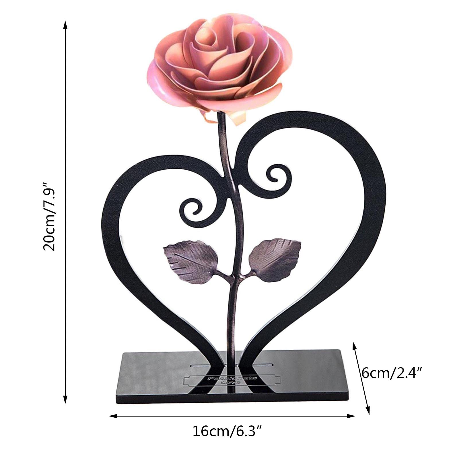 Hand-Forged Wrought Iron Red Metal Rose with Heart-Shaped Stand - Artificial Flower Gift for Valentine's Day, Mother's Day, Anniversary, Birthday & Wedding - Perfect for Home Decor, Romantic Surprises and Special Occasion Gifts