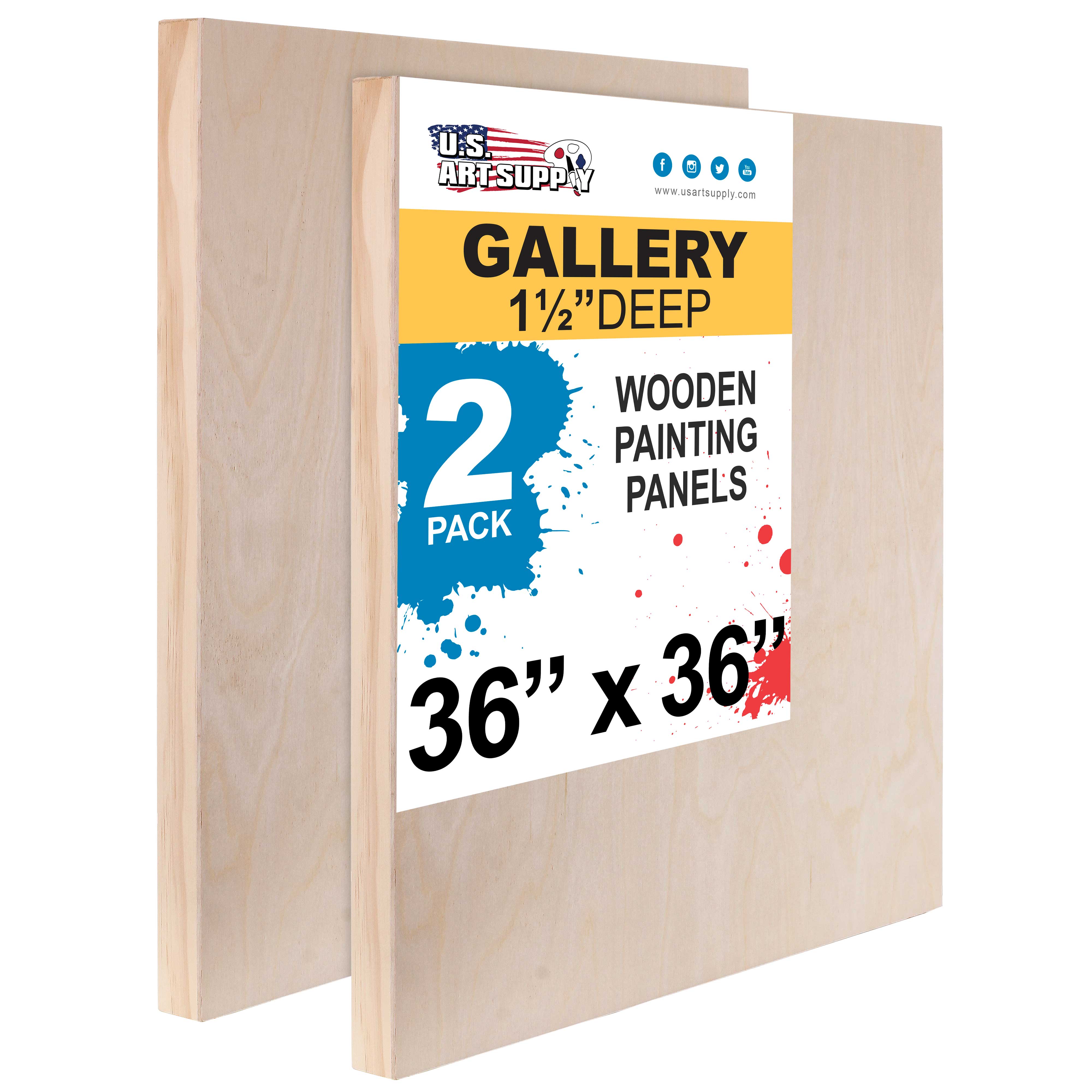 Premium Unfinished Birch Wood Panels for Painting - 36x36 Inch (2 Pack) - Deep 1.5