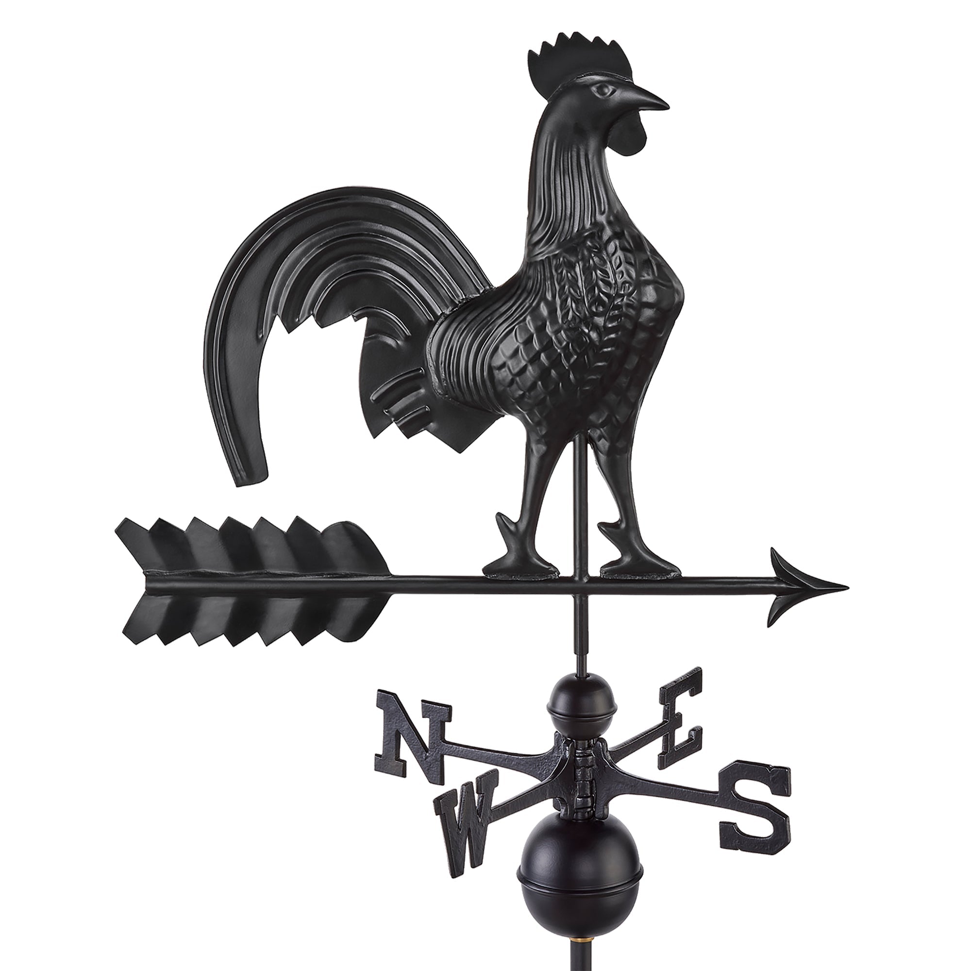 Black Aluminum Rooster Weathervane - Classic Farmhouse & Garden Decor for Outdoor Roof, Barn, or Shed - Perfect for Country Homes, Rural Decor & Wind Direction Indicator