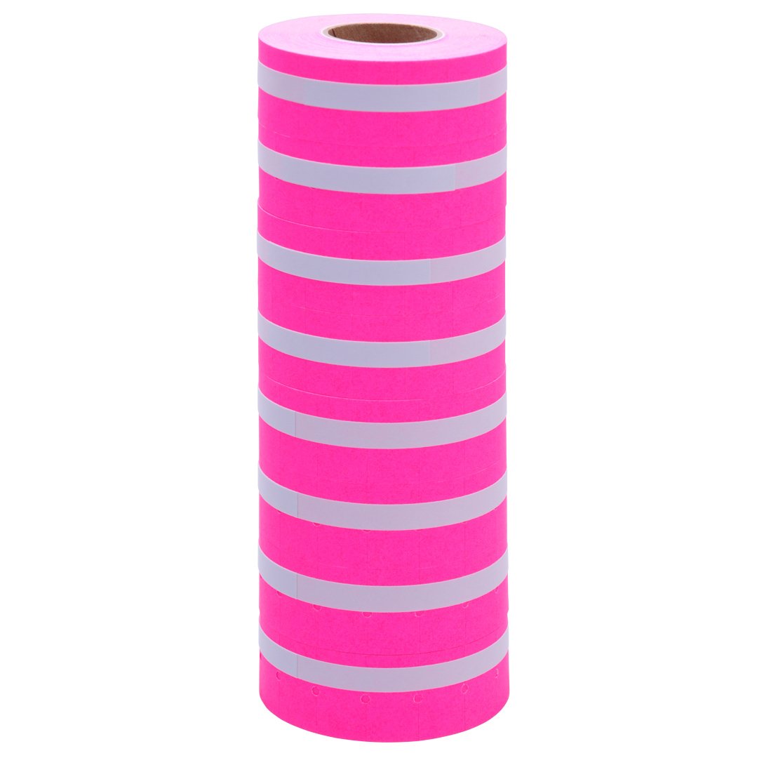 Fluorescent Pink Labels 16 Pack - Compatible with Towa GS Series, Halmark, and Century Price Guns - No Tamper Proof Slits (Free Ink Roll Included) - Perfect for Retail Pricing, Inventory Labeling, and Warehouse Organization