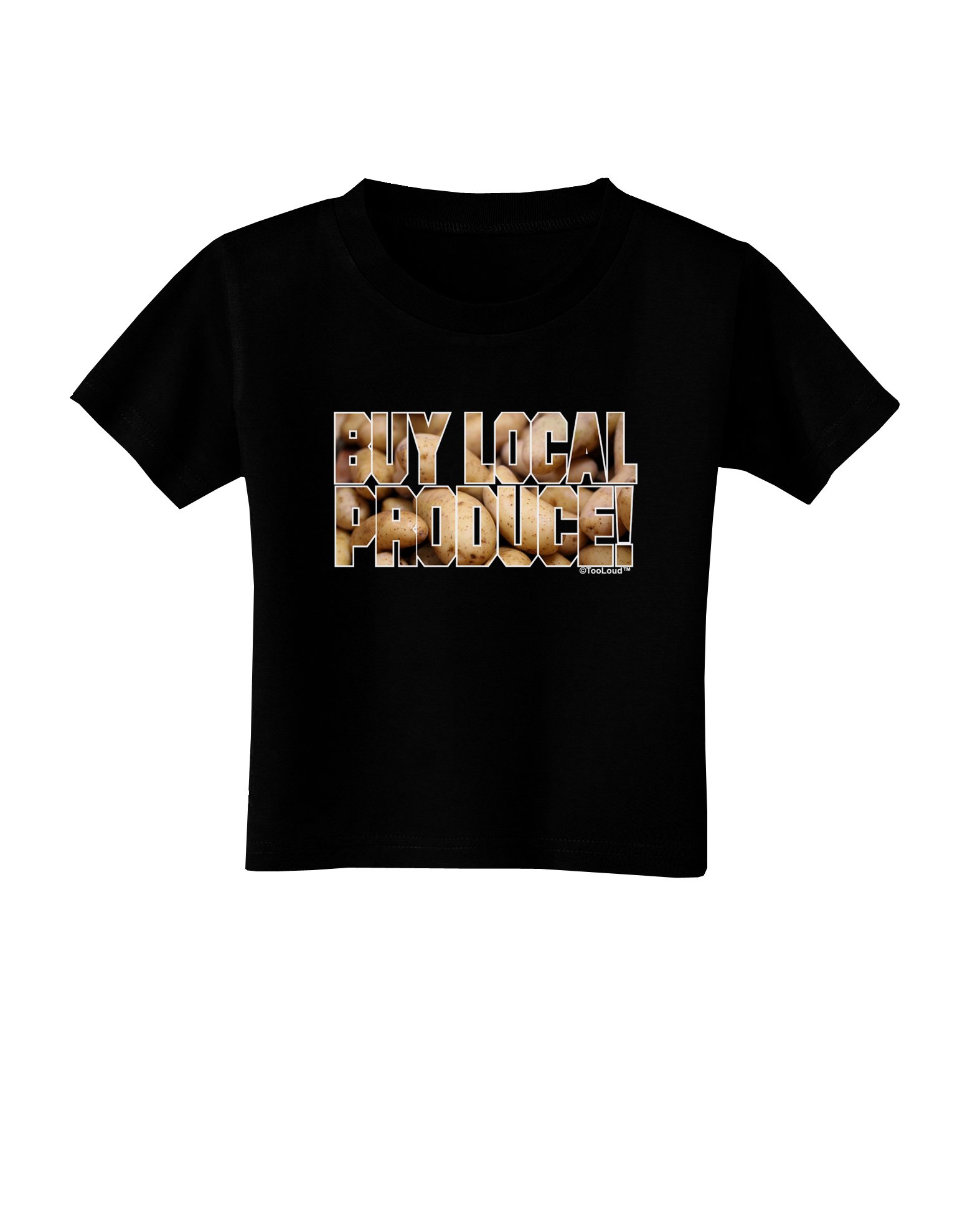 TOOLOUD Buy Local Produce Potatoes Graphic Toddler T-Shirt - Dark Color - Cute Farm Fresh Design for Kids - Perfect for Farmers Market Visits & Playdates
