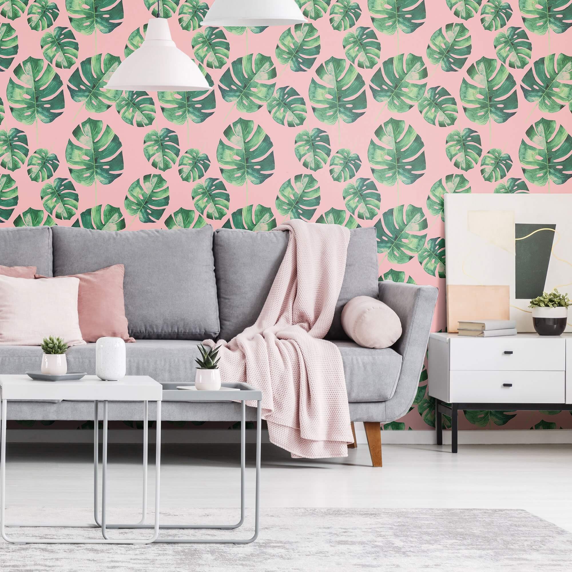 Pink Botanical Floral Peel and Stick Removable Wallpaper - Self-Adhesive Decorative Vinyl for Bedroom, Nursery, Living Room, Office & Home Decor