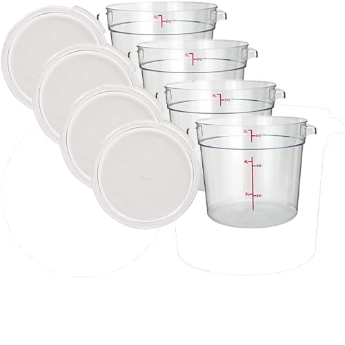 Tiger Chef 6 Quart Commercial Grade Clear Polycarbonate Food Storage Containers with Lids - BPA Free, Stackable for Kitchen, Restaurant & Meal Prep Organization