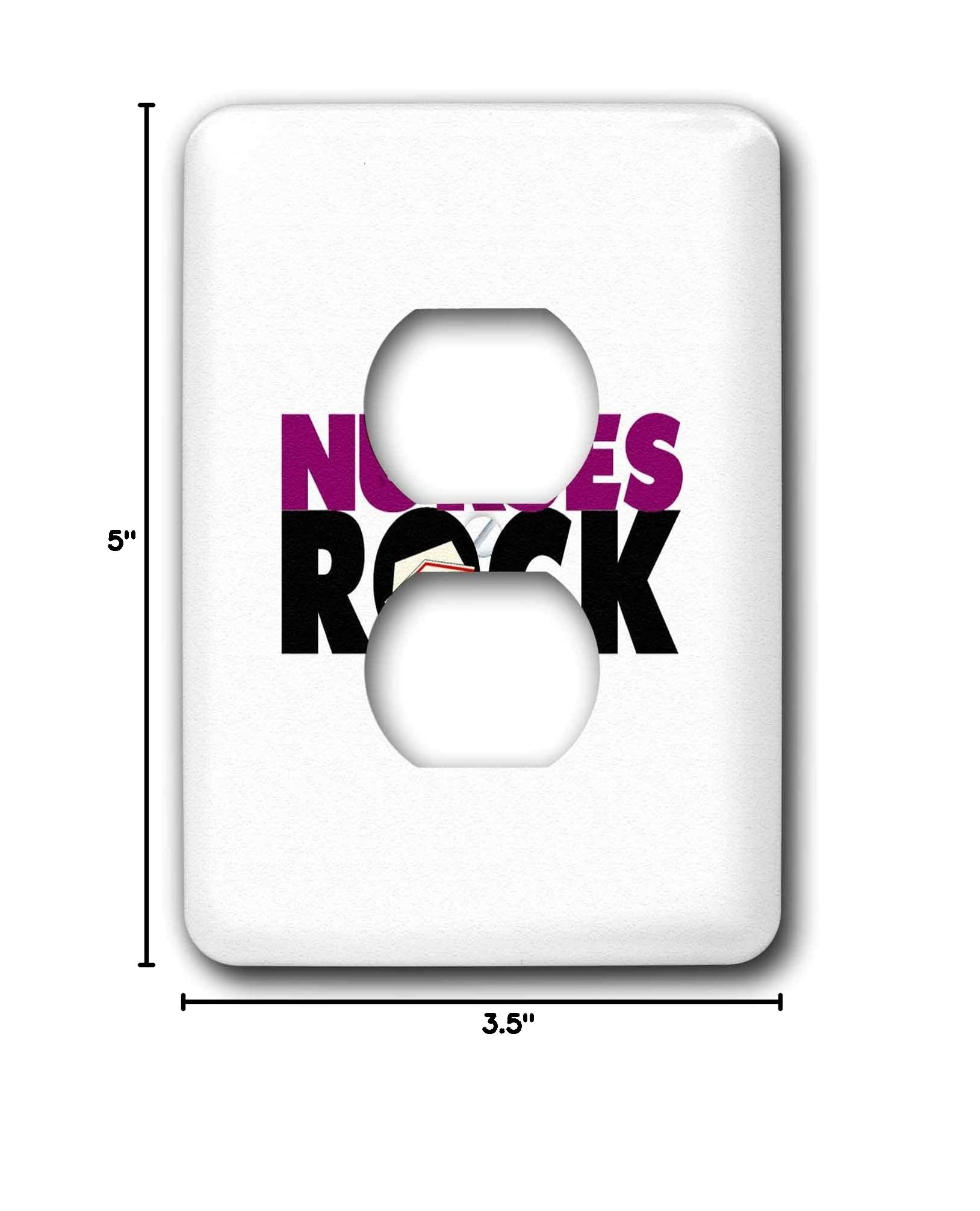 3D Rose Nurses Rock Violet Black Outlet Cover - Decorative Electrical Wall Plate for Home, Office, Nursery & Hospital Decor