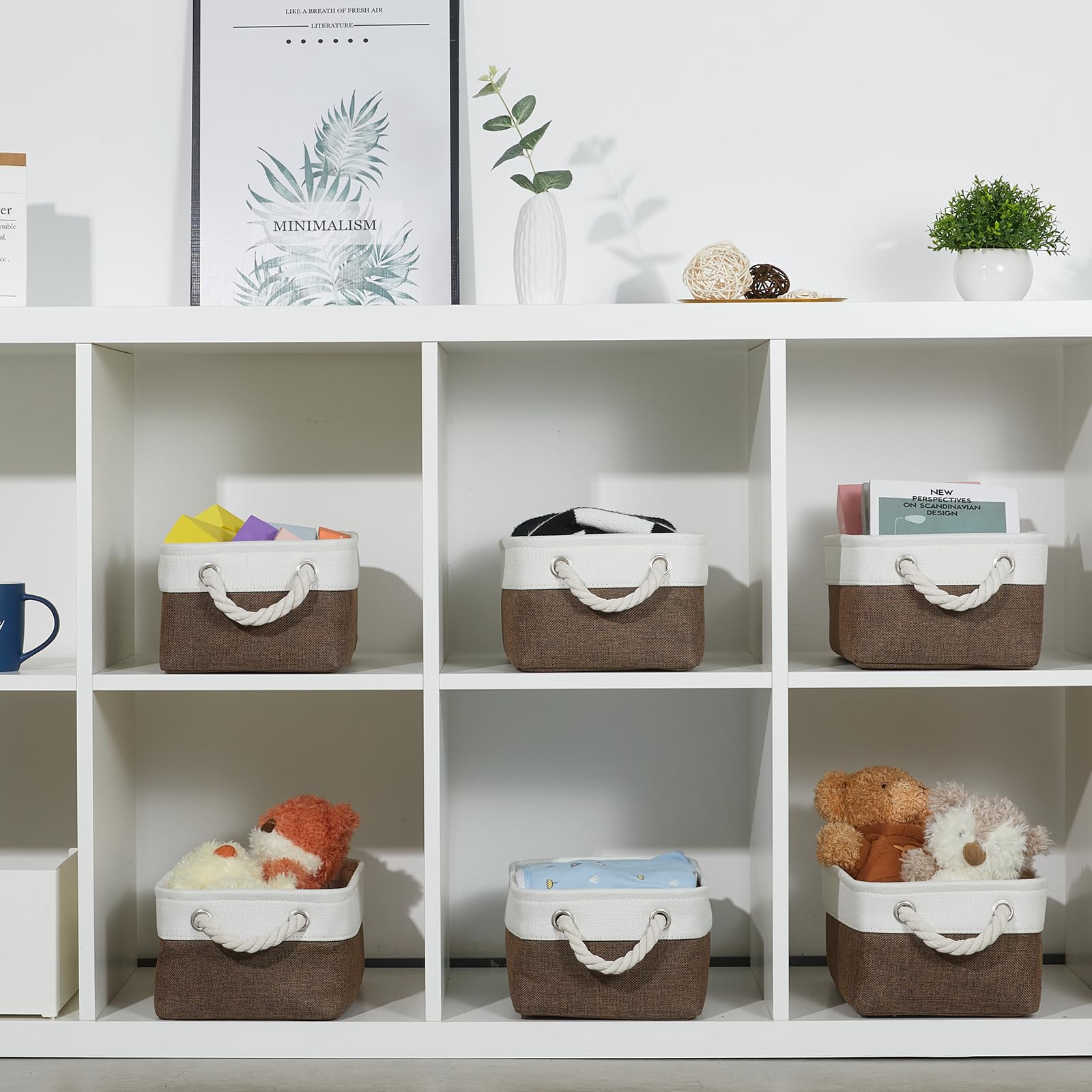 Bidtakay 6-Pack Collapsible Fabric Storage Baskets with Handles - 11.8