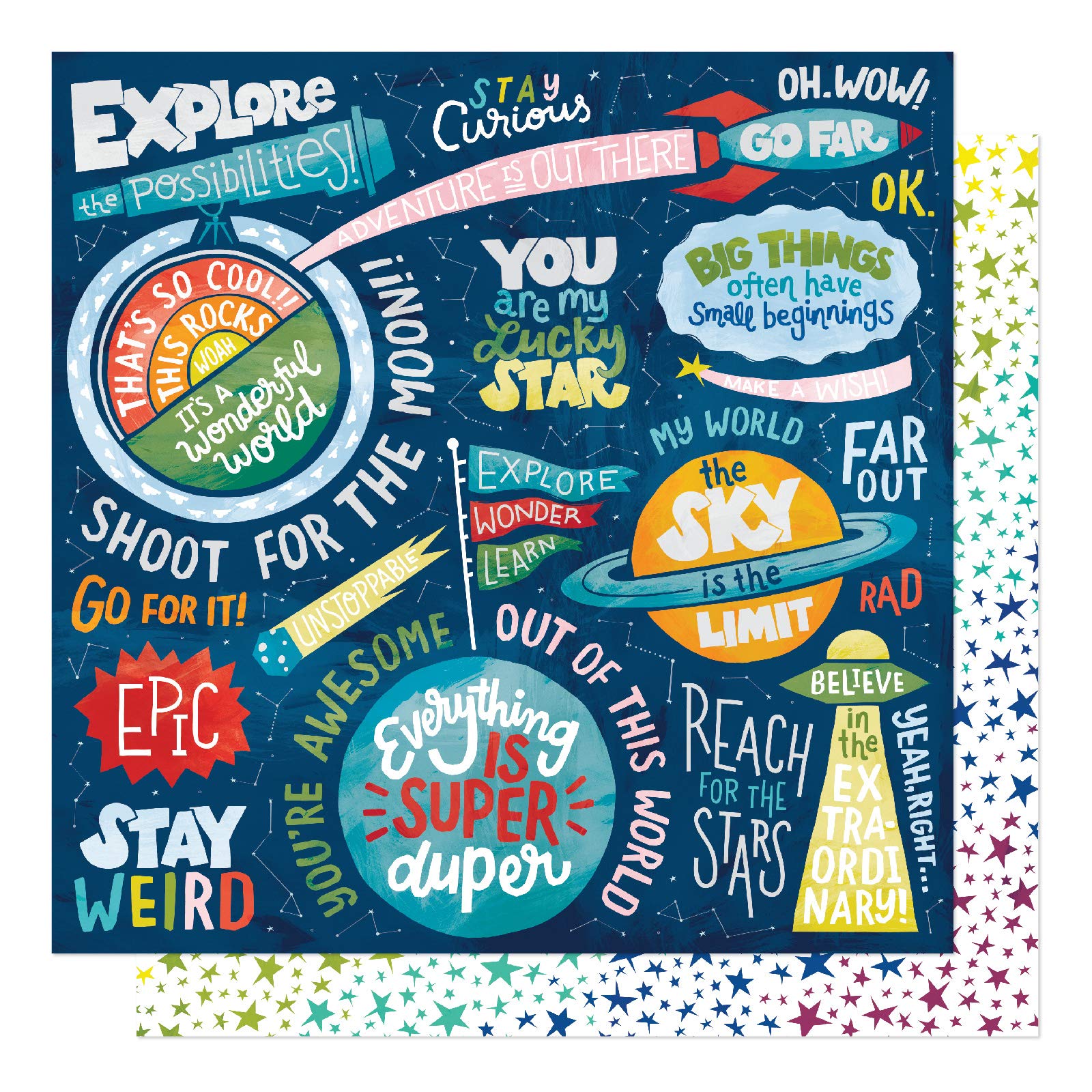 Shimelle Stay Curious 12x12 Scrapbook Paper Pack - Premium American Crafts Cardstock for DIY Scrapbooking, Journaling, Card Making & Mixed Media Projects - Perfect for Memory Books, Photo Albums & Crafting Gifts