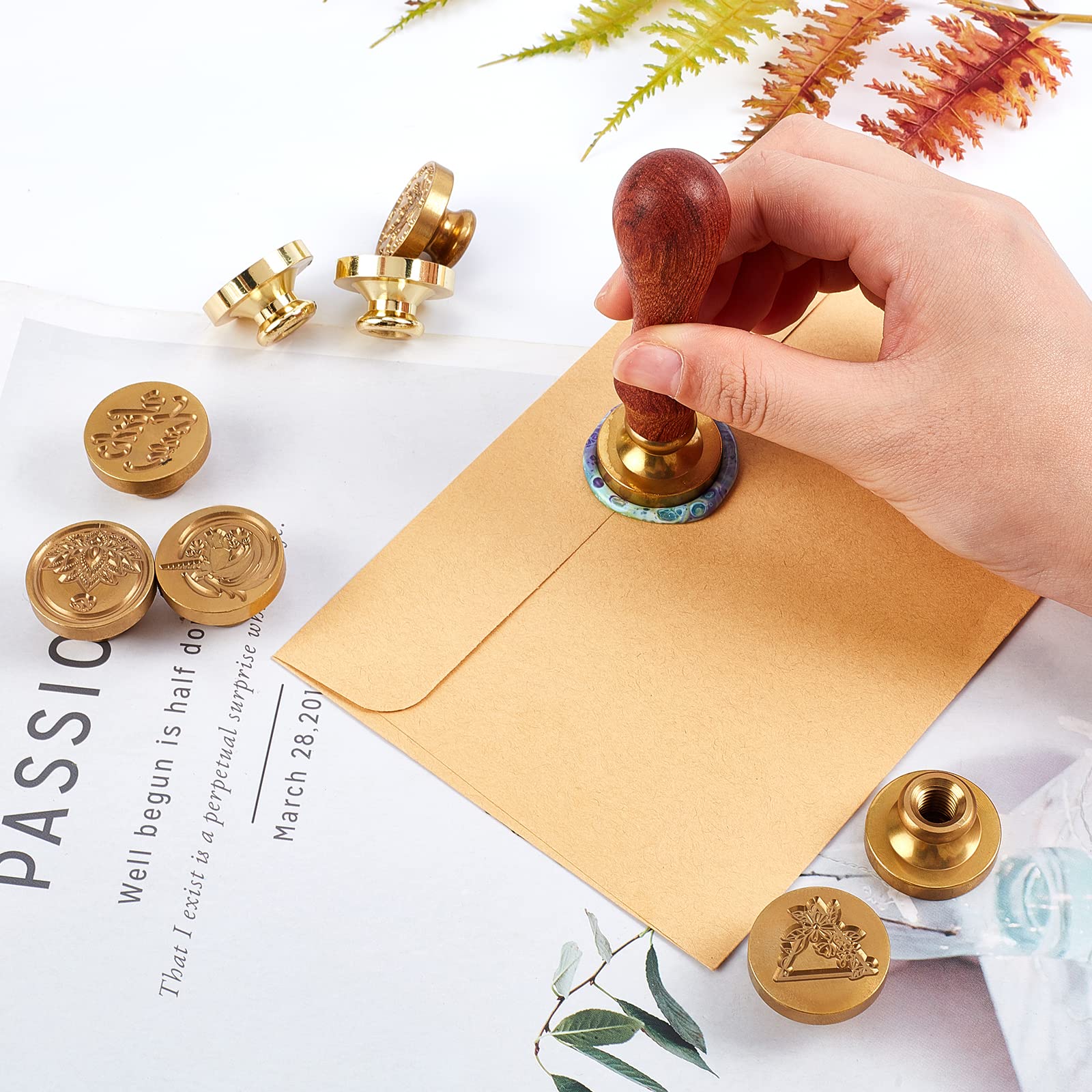 CRASPIRE 26-Piece Wax Seal Stamp Kit with 2 Wooden Handles - Vintage Sealing Wax Stamps for Wedding Invitations, Gift Wrapping, Letters & DIY Crafts - Elegant Wooden Gift Box Set