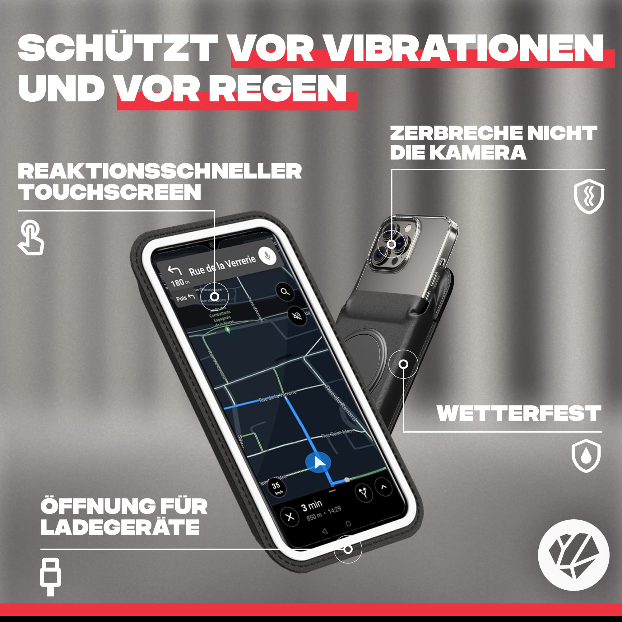 Shapeheart Pro Magnetic Motorcycle Phone Mount - Anti-Vibration Waterproof Smartphone Holder for Moped & Bike with 360° Rotation - Perfect for GPS Navigation & Adventure Riding