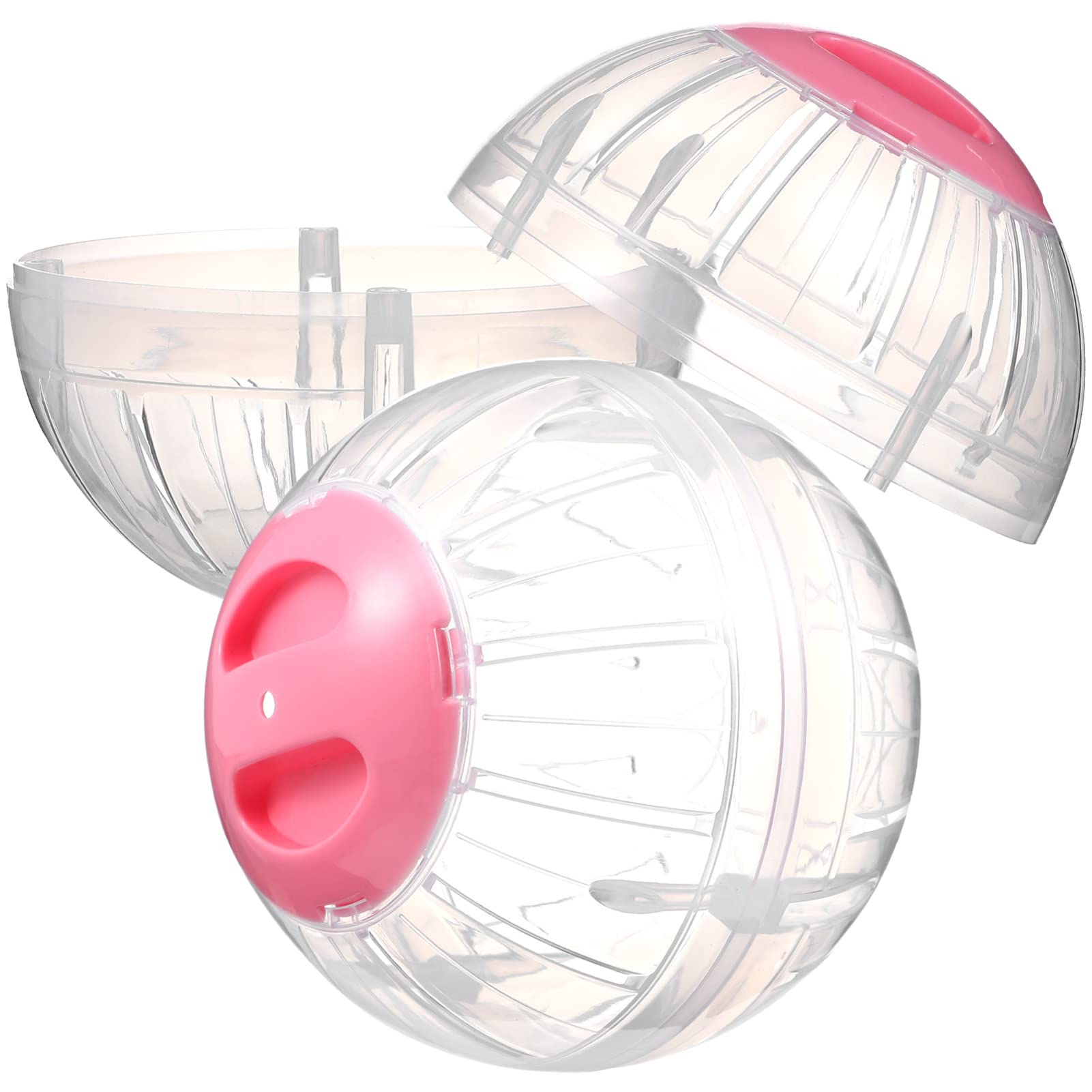 POPETPOP 2PCS Transparent Hamster Exercise Ball & Wheel Set - 5.7 Inch Small Pet Running Toy for Dwarf Hamsters to Increase Activity - Perfect for Cage Play & Safe Indoor Exercise