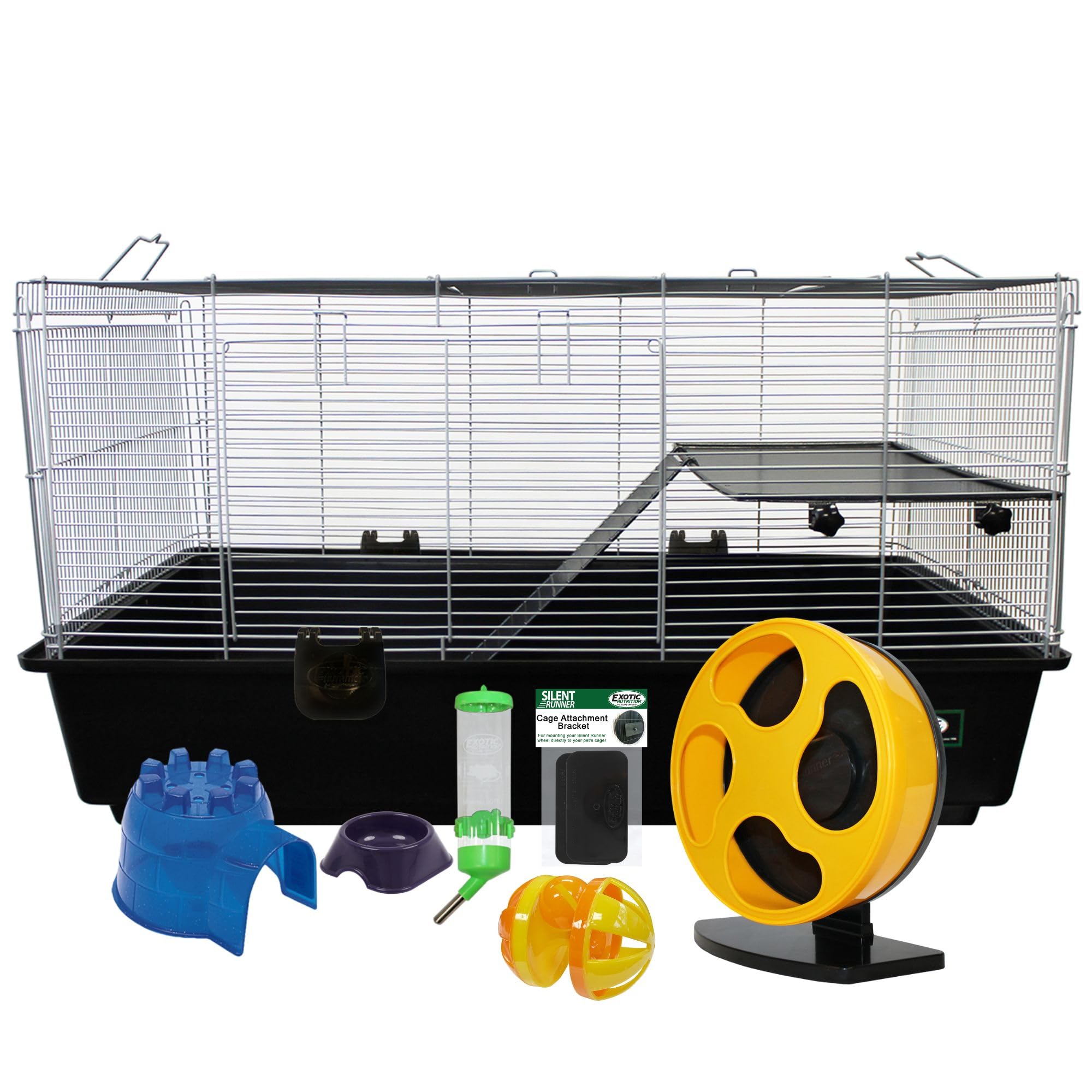 Colossal Castle Hamster Cage Set - Complete Starter Kit with Exercise Wheel, Food Dish & Water Bottle for Small Pets - Perfect for Dwarf Hamsters, Gerbils or Mice in Home, Classroom or Office