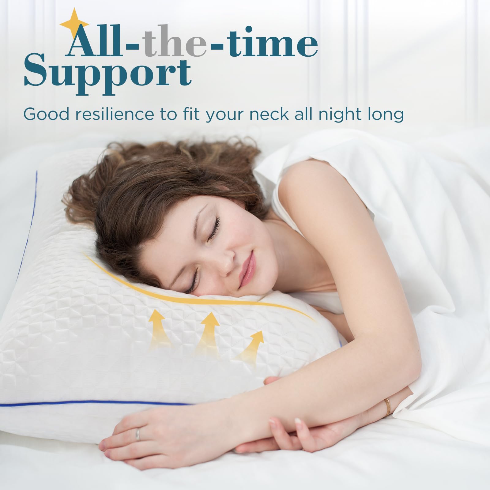 Viewstar King Size Pillows Set of 2 - Firm Shredded Memory Foam Adjustable Pillows for Side, Back & Stomach Sleepers - Washable Removable Cover - Perfect for Home, Bedroom & Guest Room Comfort