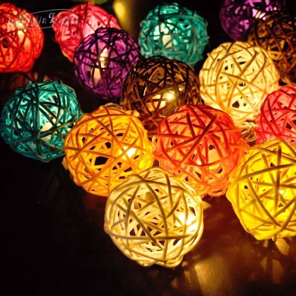 Solar Powered Waterproof Rattan Ball String Lights - 16.4ft 20 LED Outdoor Fairy Lights for Garden, Patio, Wedding & Christmas Decorations (Multi-Color) | Perfect for Backyard Parties, Landscape Lighting & Holiday Displays
