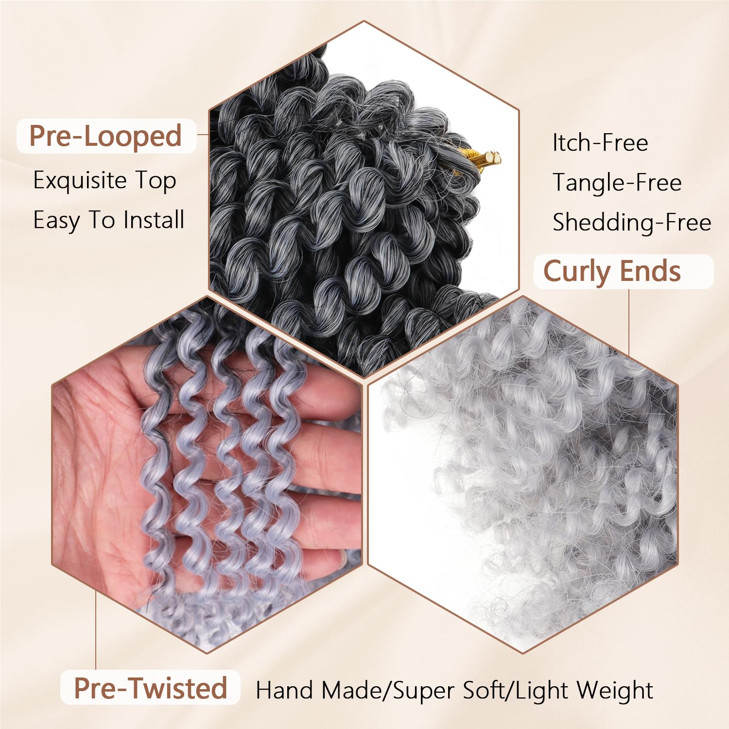 12 Inch Passion Twist Crochet Hair - 9 Bundles Marlybob Kinky Curly Water Wave Braiding Hair for Black Women & Kids - Perfect for Everyday Wear, Parties & Protective Styles