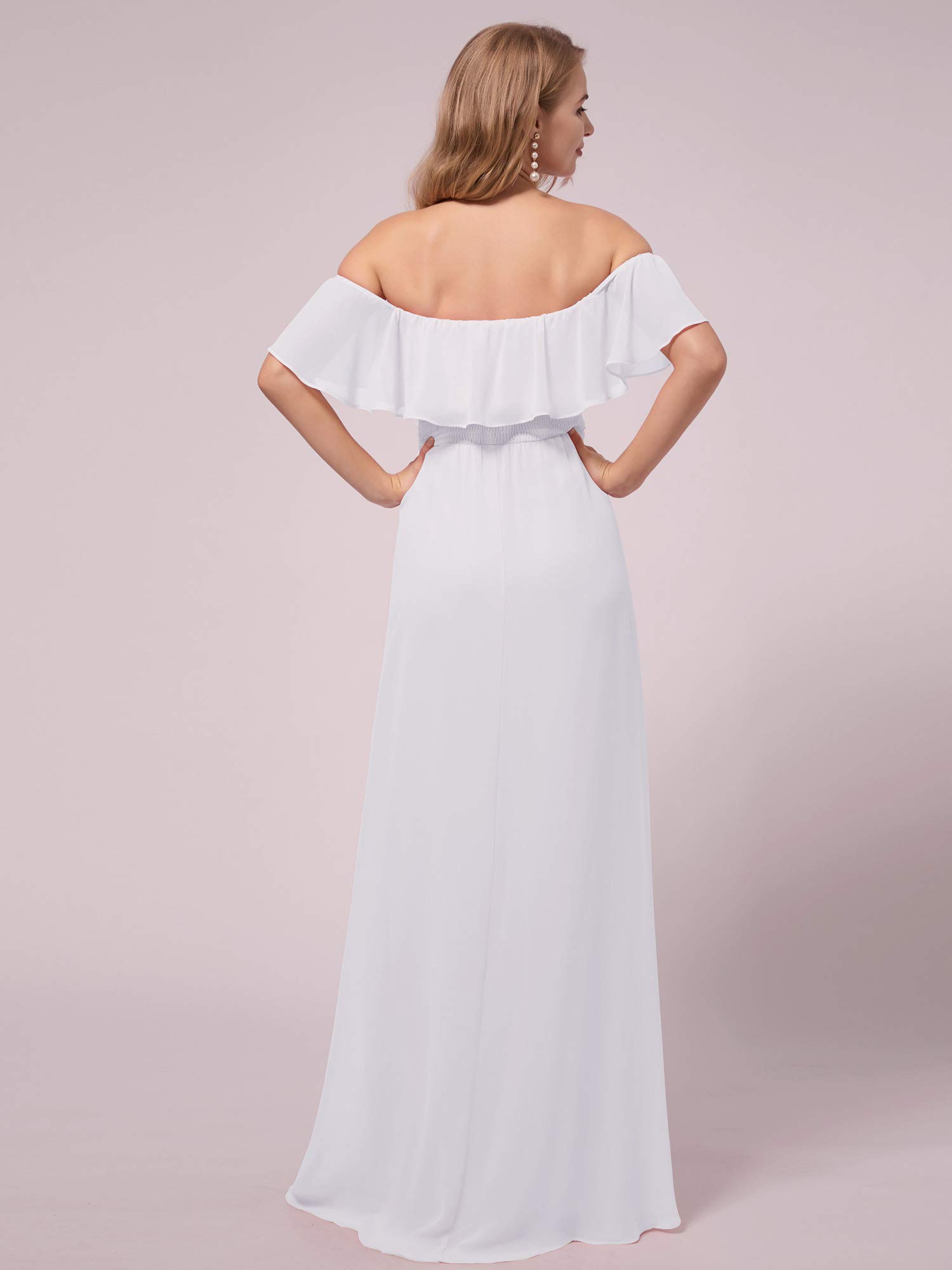 Ever-Pretty Women's Off-Shoulder Side Slit Long Chiffon Ruffle Maternity Dress for Pregnancy Party & Photography - Elegant Formal Occasion Gown (Style 0969-EY) | Perfect for Baby Showers, Bridal Events & Special Celebrations
