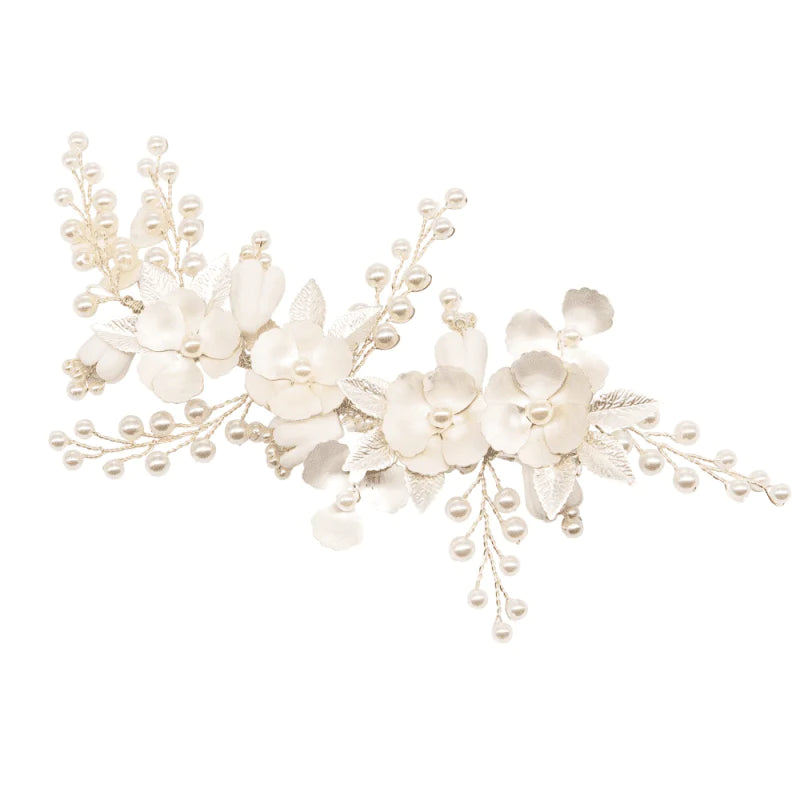 Elegant Silver Bridal Hair Clip with Pearls - Perfect for Weddings, Prom & Special Occasions | A9071