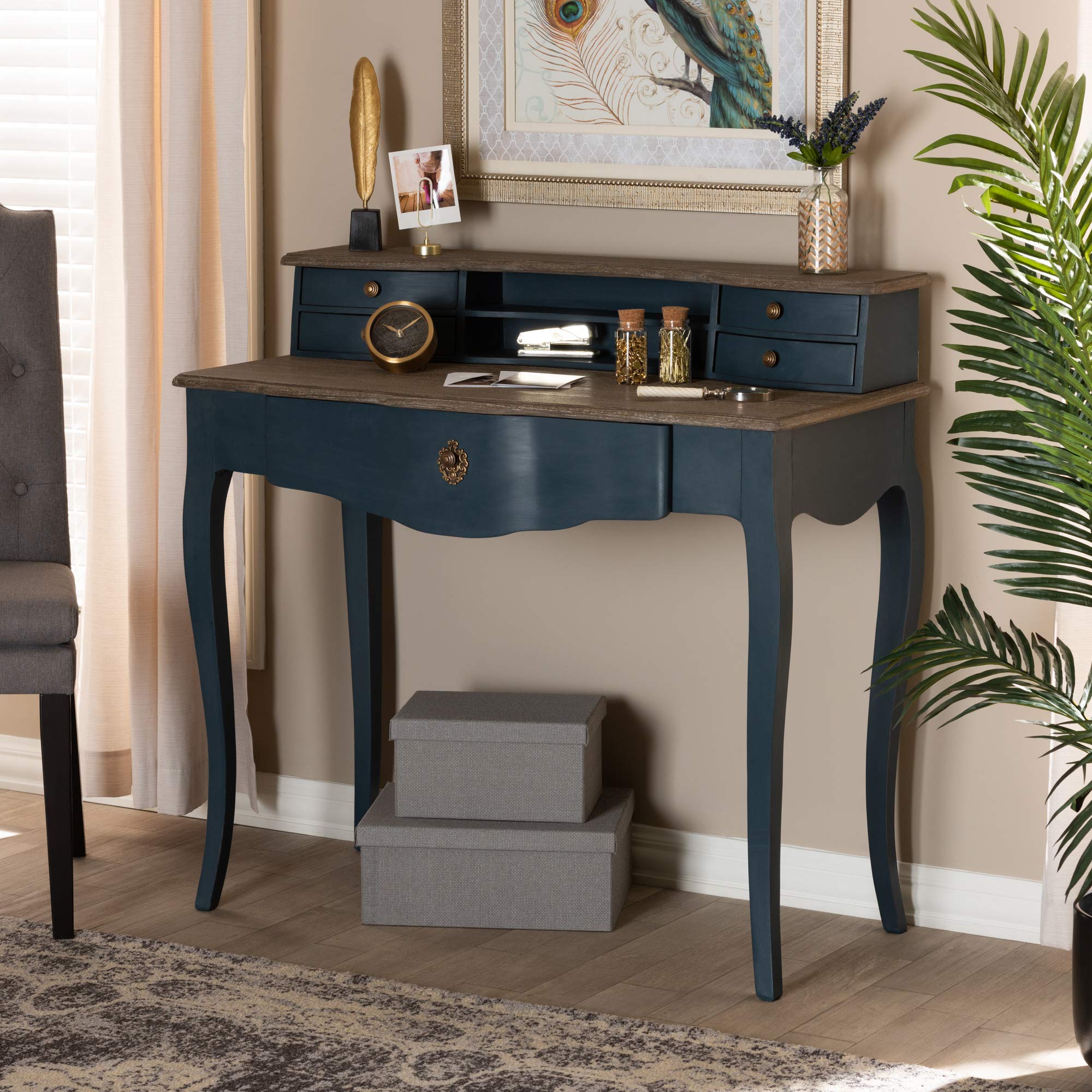 Baxton Studio Desk Blue Oak - Perfect for Home Office & Workspace