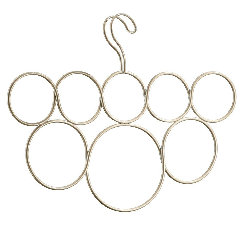 Classic 8-Loop Scarf Organizer - Pearl Champagne Color | Stylish Scarf Storage for Closet, Dresser & Travel Accessories