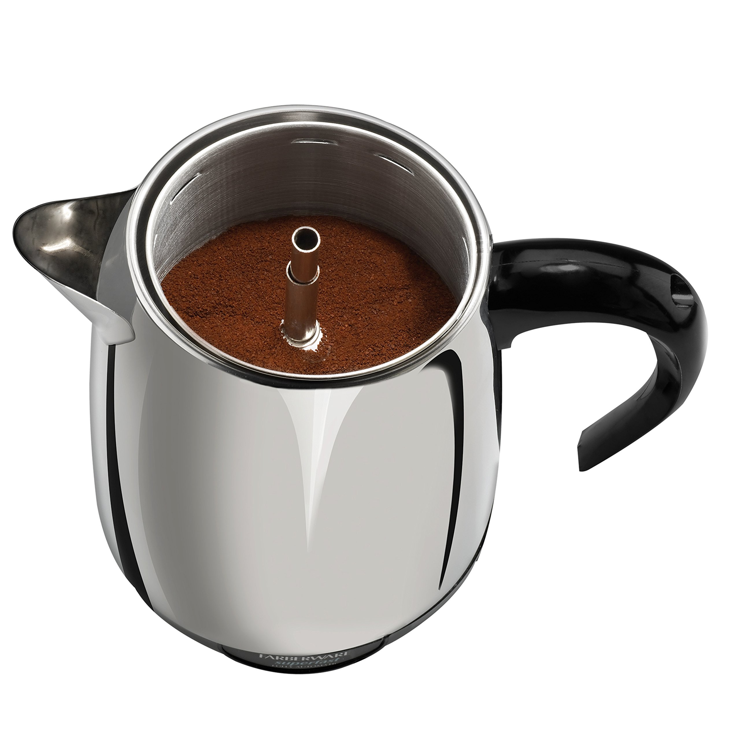 Farberware 12 Cup Electric Coffee Percolator - Stainless Steel Basket Coffee Maker with Auto Keep Warm & No-Drip Spout - Perfect for Home, Office, and Camping Use