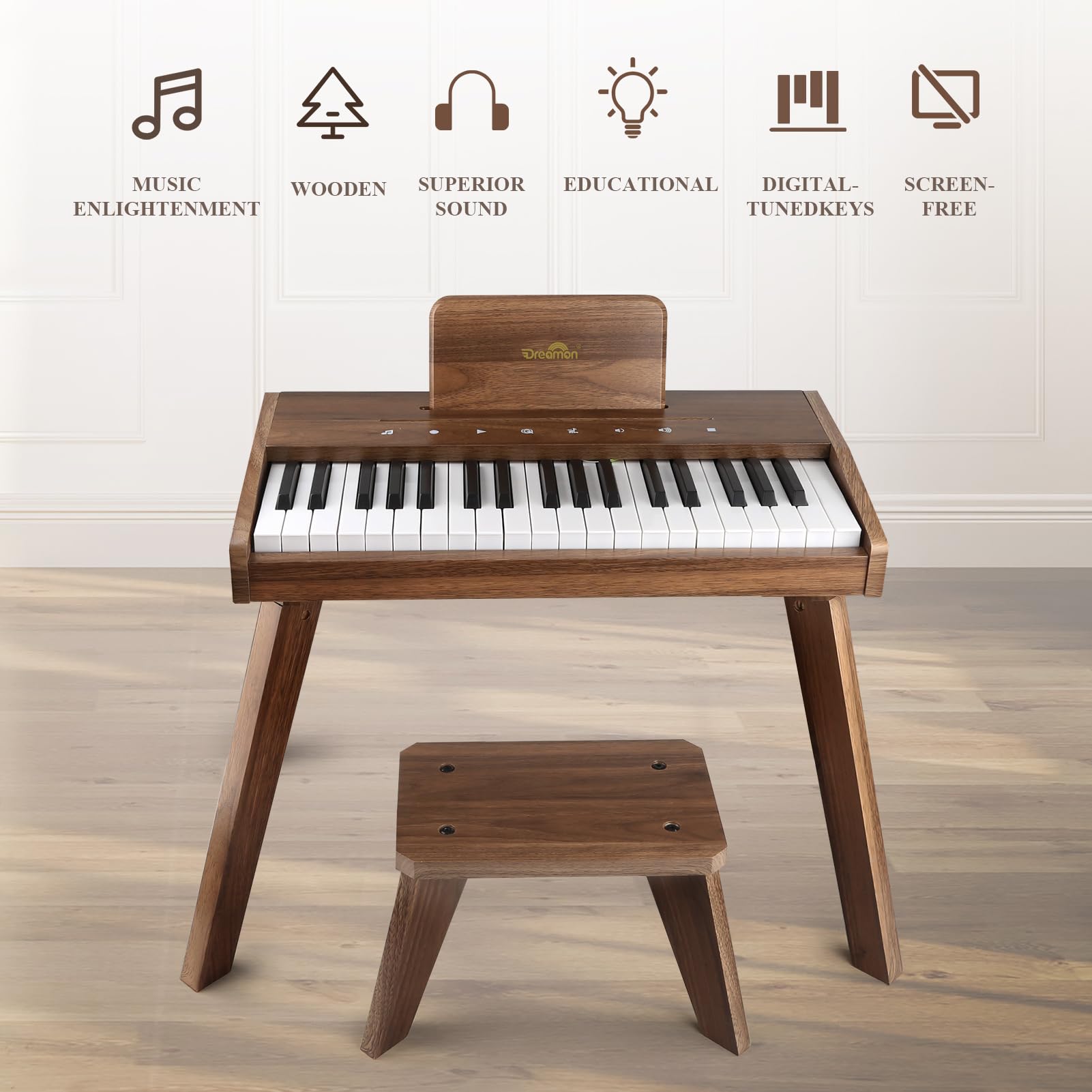 **Dreamon 61-Key Kids Digital Piano Keyboard - Portable Electronic Piano with Built-in Speakers & Headphone Jack - Best Music Educational Toy for Boys & Girls Ages 3-12 - Ideal for Home Learning, Birthday & Christmas Gifts**    *(Perfect for beginners, music practice, classroom activities, and family entertainment!)*