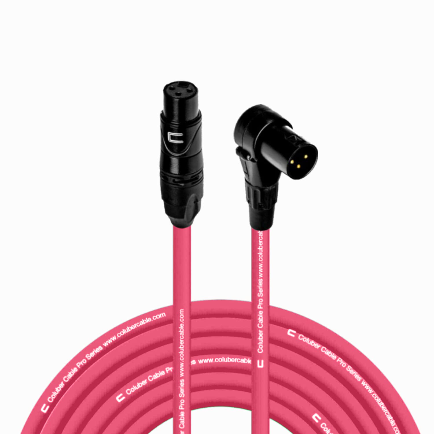 Professional 75ft Pink Balanced XLR Cable Female to Right Angle XLR Male - 3-Pin Microphone Connector for Powered Speakers, Audio Interface, Mixer - Perfect for Live Performances, Studio Recording & DJ Setups