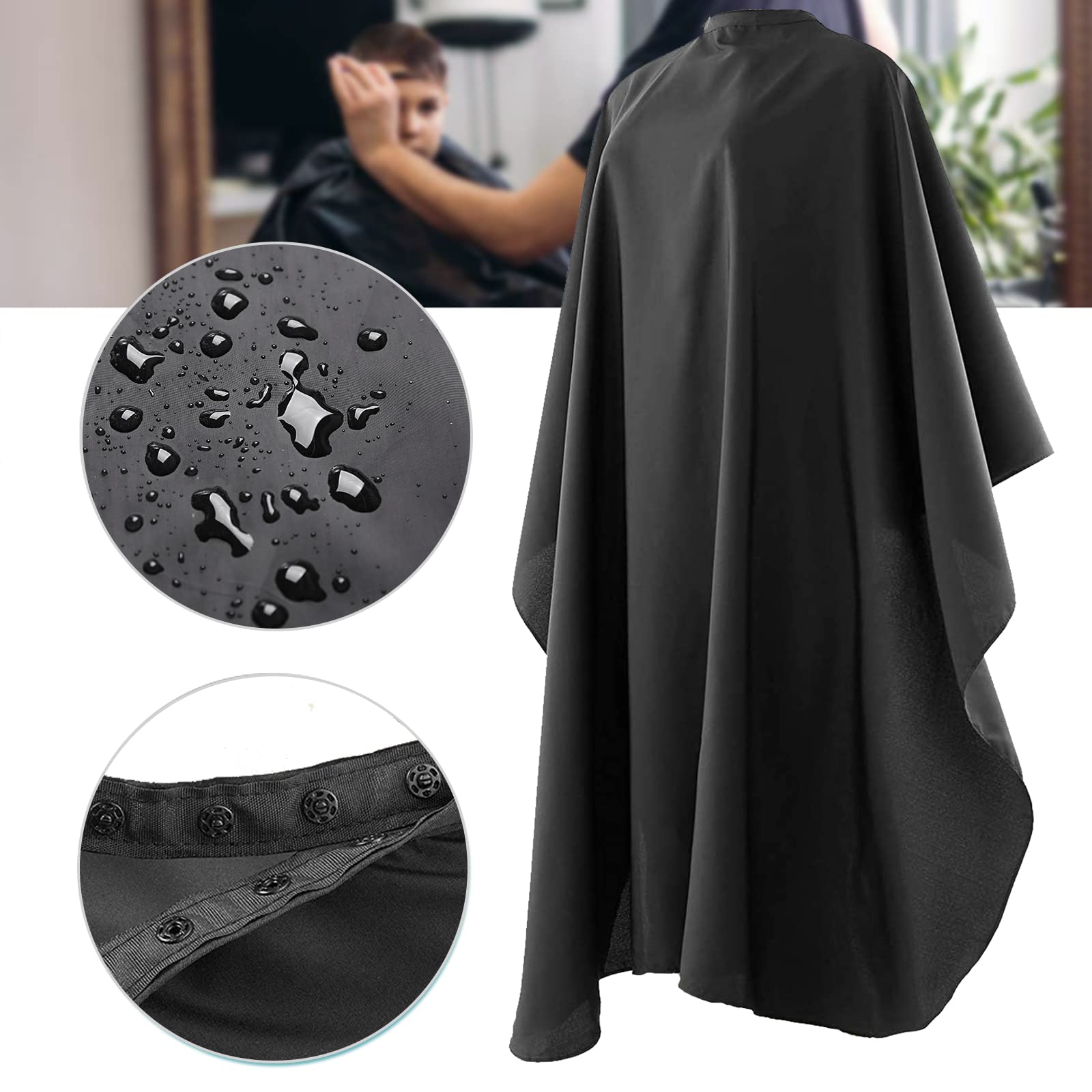 Professional Waterproof Hair Cutting Cape - 15 Pack Black Salon Barber Capes with Metal Snap Closure for Haircuts, Styling & Coloring | Durable & Comfortable for Salons, Home Use & DIY Hair Care