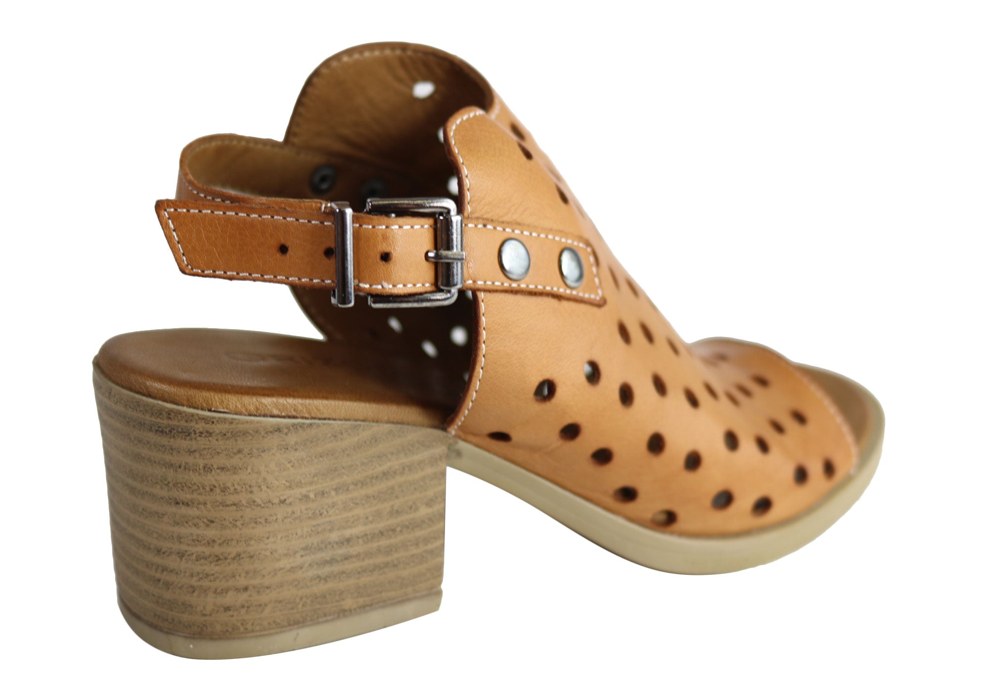 Orizonte Gracie Women's European Leather Comfortable Mid Heel Sandals - Stylish & Supportive for Work, Weddings & Summer Outings