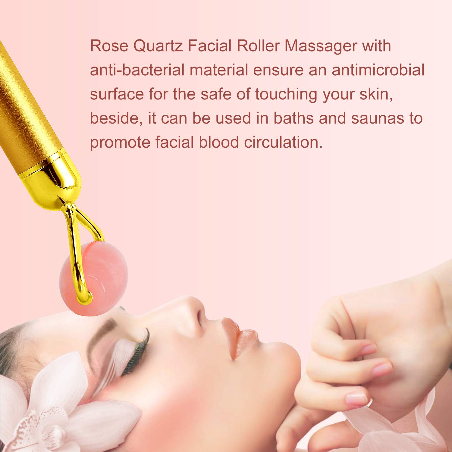 2-in-1 Electric Jade Roller & Face Massager - Rose Quartz Facial Massage Tool for Skin Tightening & Wrinkle Reduction | Perfect for At-Home Spa & Anti-Aging Skincare Routine