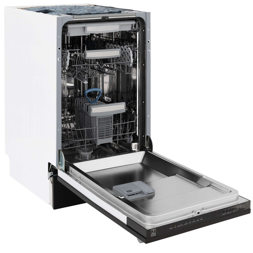 ZLINE 18 Inch Built-In Dishwasher with 3rd Rack - Black Matte Finish & Stainless Steel Tub - Ultra Quiet 51dBa - Perfect for Modern Kitchens and Open Concept Homes (DWV BLM 18)