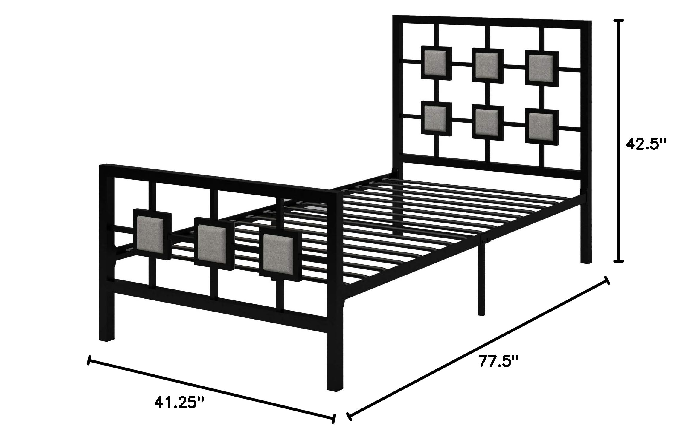 HABITRIO Metal Platform Bed Frame with Headboard & Footboard - No Box Spring Needed, Easy Assembly, Twin Size, Black - Perfect for Modern Bedrooms, Guest Rooms & Dormitories