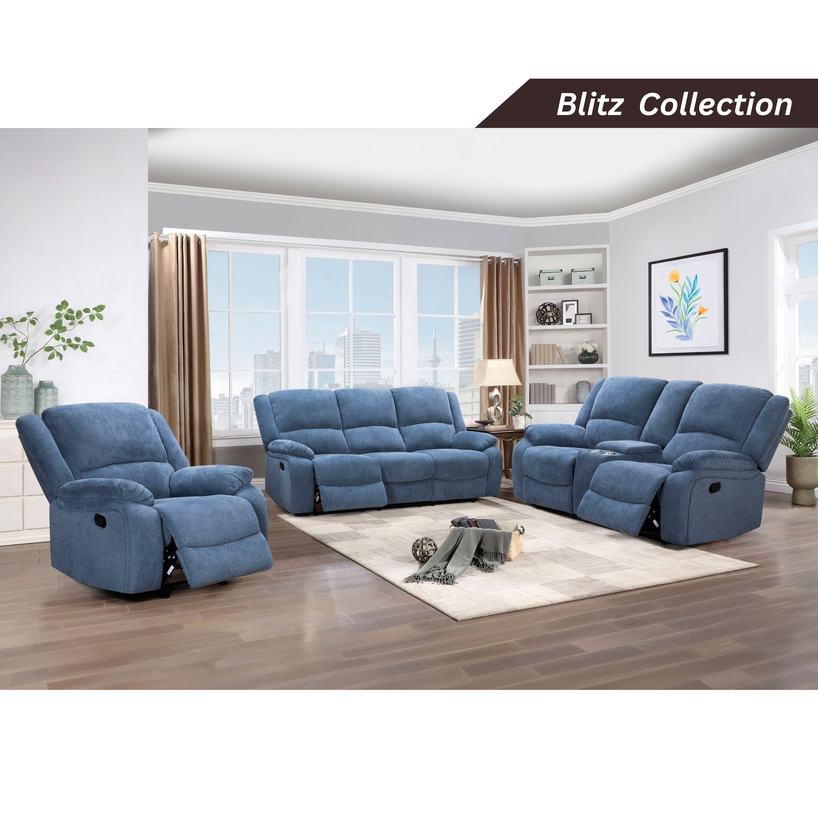 Roundhill Furniture Blitz Transitional Manual Reclining Sofa - Comfortable Living Room Couch for Small Spaces, Apartment & Home Theater Seating